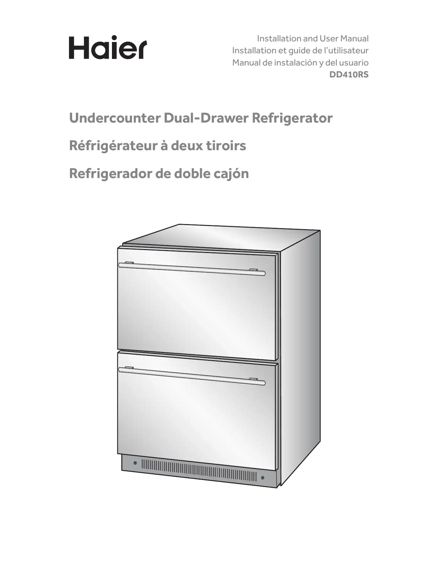 Haier DD410RS Installation And User Manual Manual pdf 1 page image