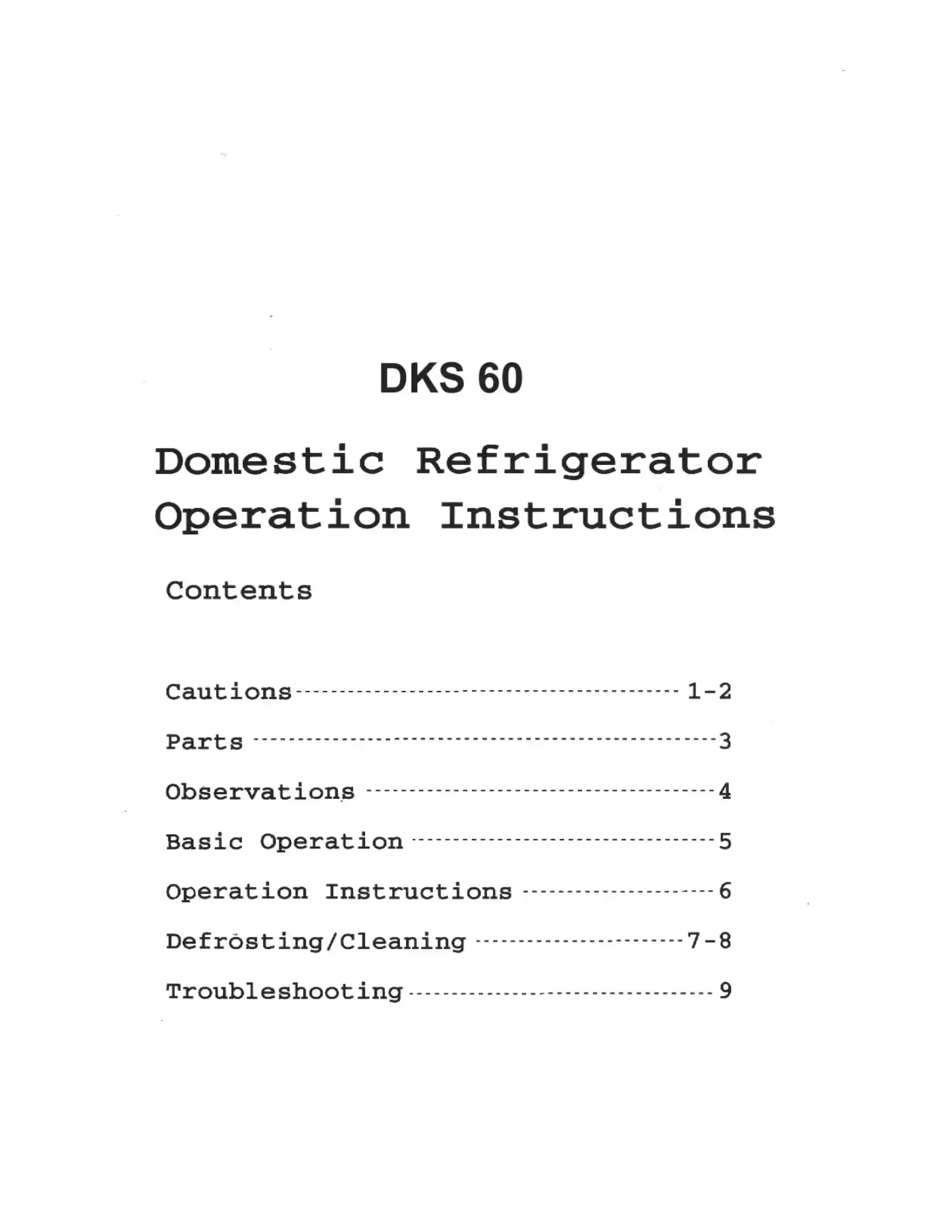 Haier DKS 60 User Manual Manual pdf 1 page image