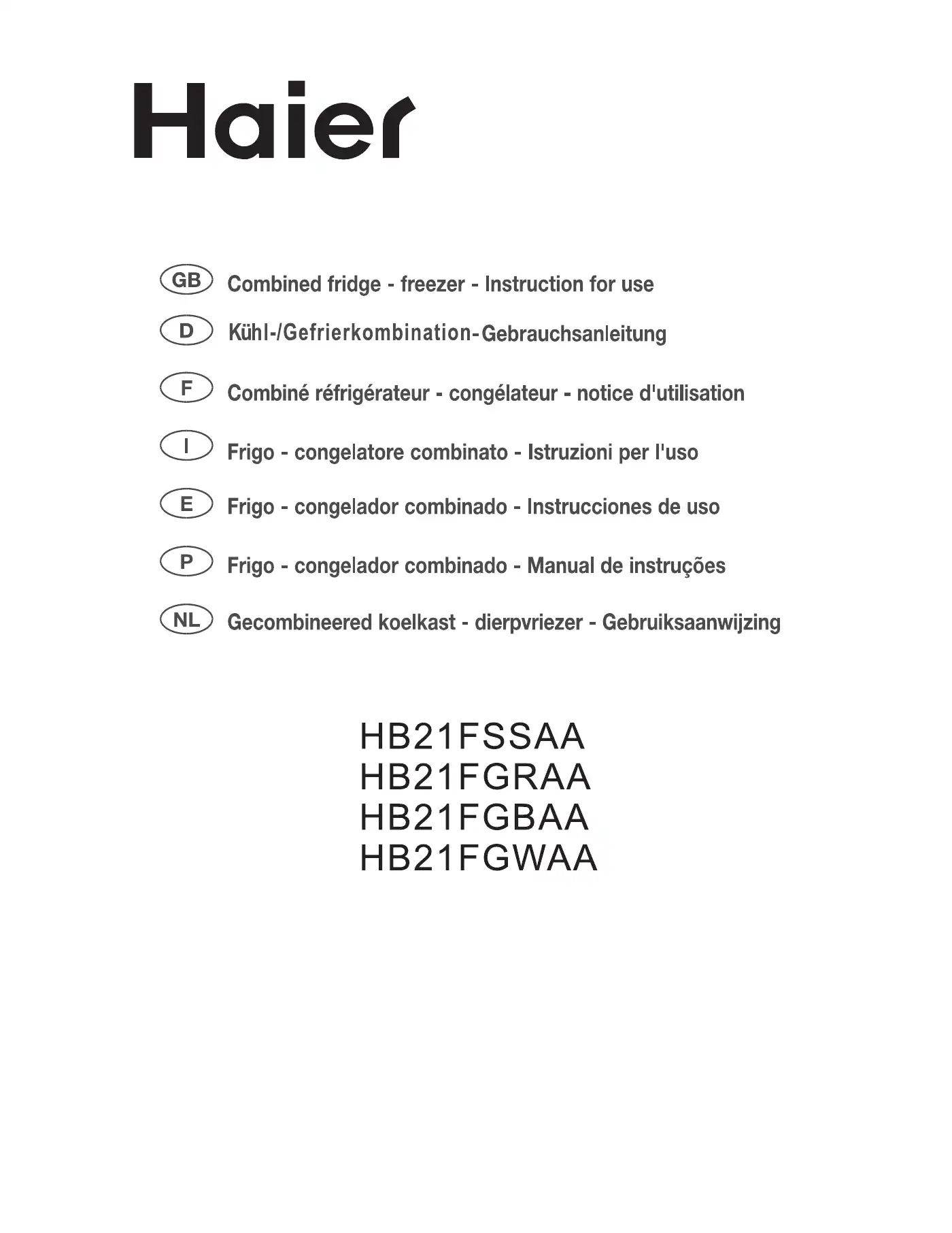 Haier HB21FSSAA Operation Manual Manual pdf 1 page image