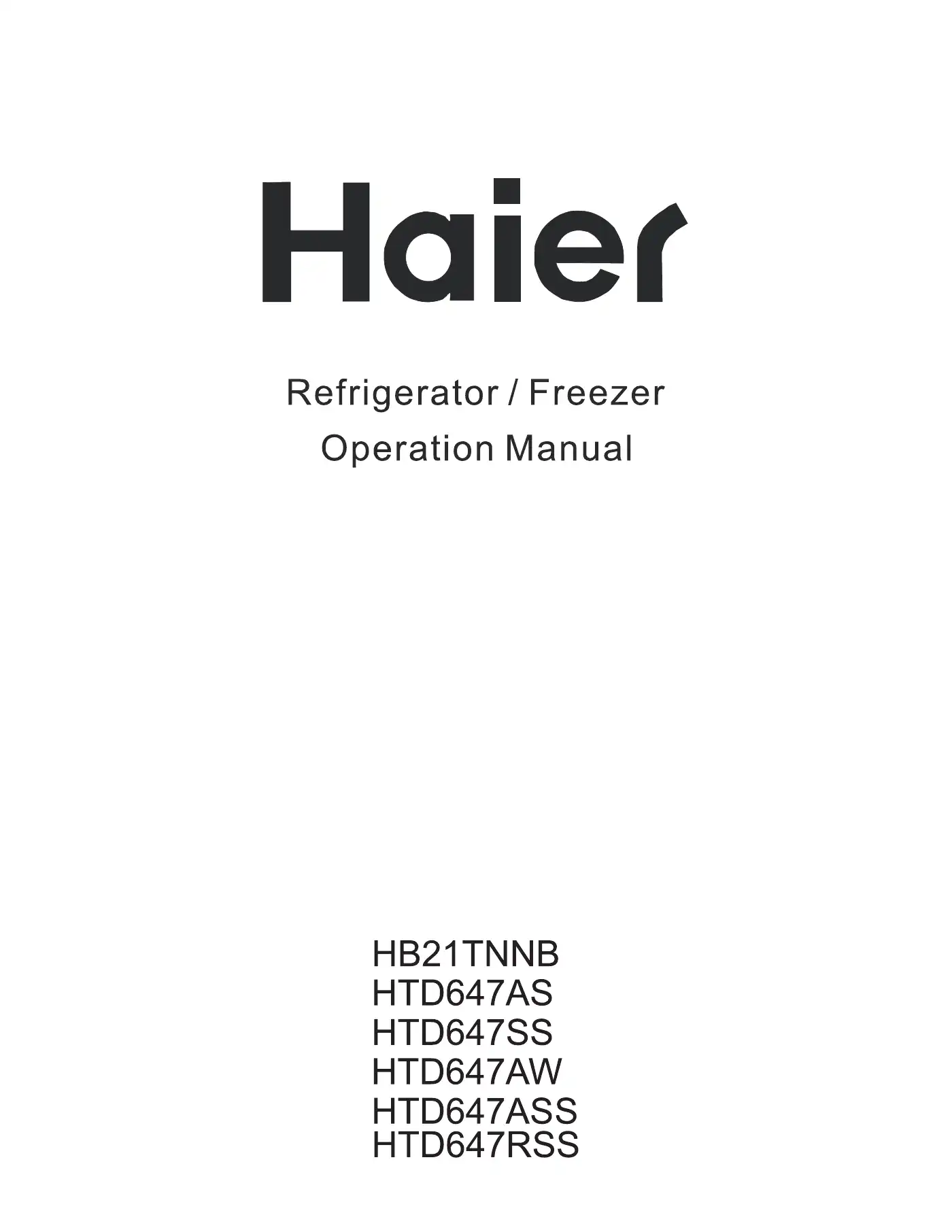 Haier HB21TNNB Operation Manual Manual pdf 1 page image