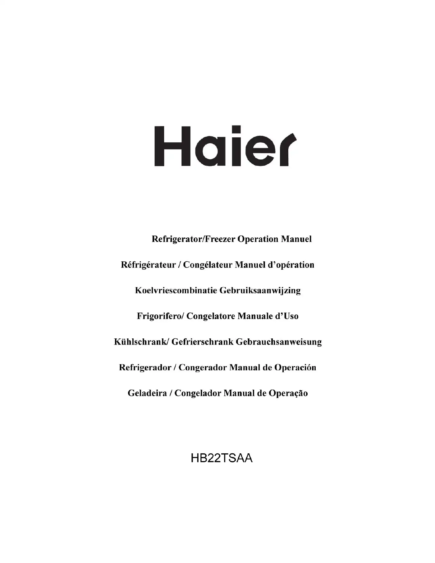Haier HB22TSAA Operation Manual Manual pdf 1 page image