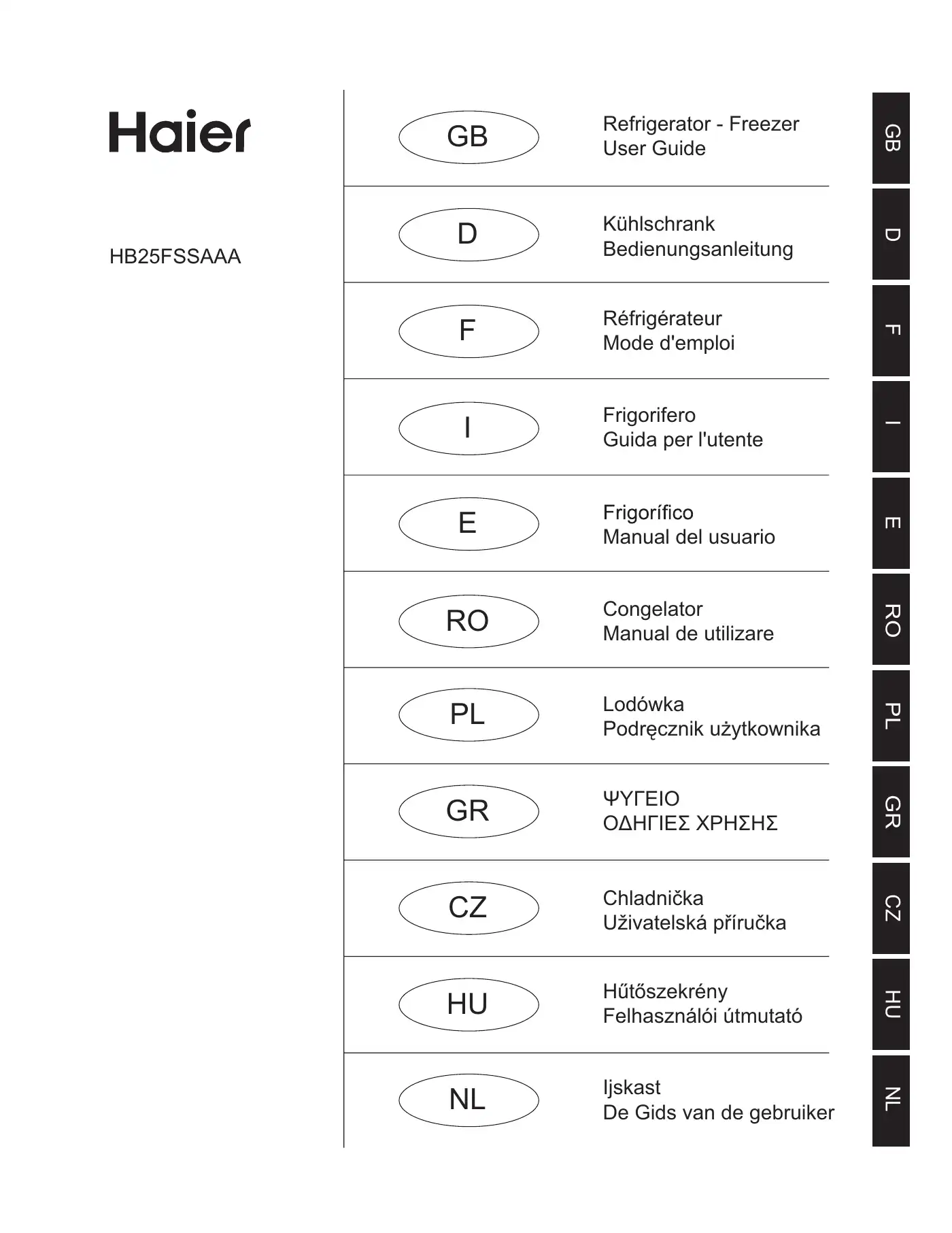 Haier HB25FSSAAA User Manual Manual pdf 1 page image