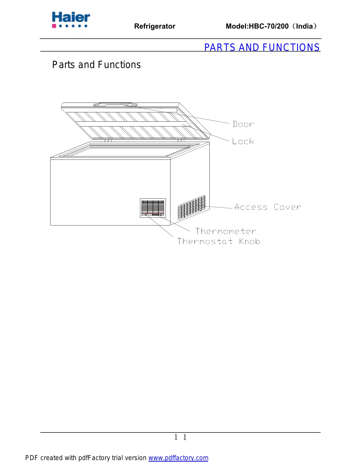 Haier HBC-200 Service Manual Manual pdf 12 page image