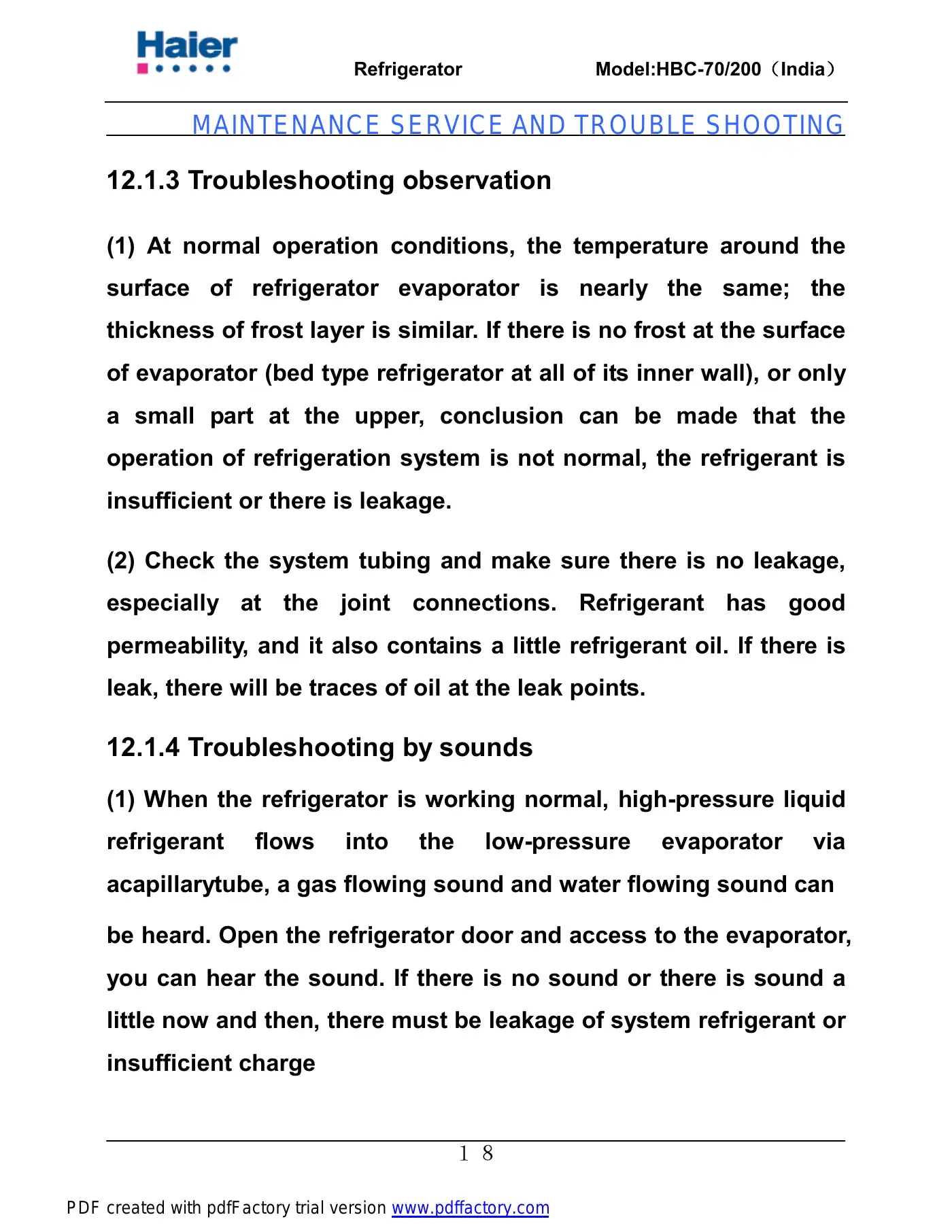 Haier HBC-200 Service Manual Manual pdf 19 page image