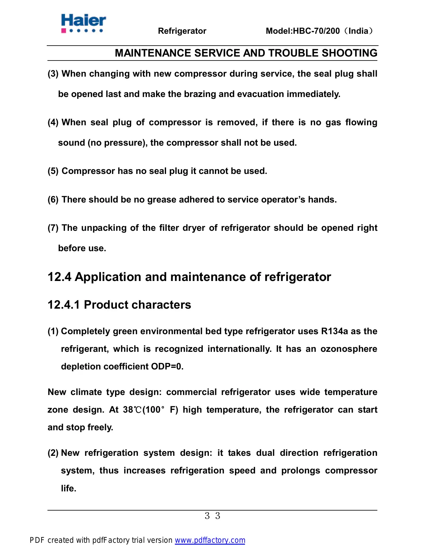 Haier HBC-200 Service Manual Manual pdf 34 page image
