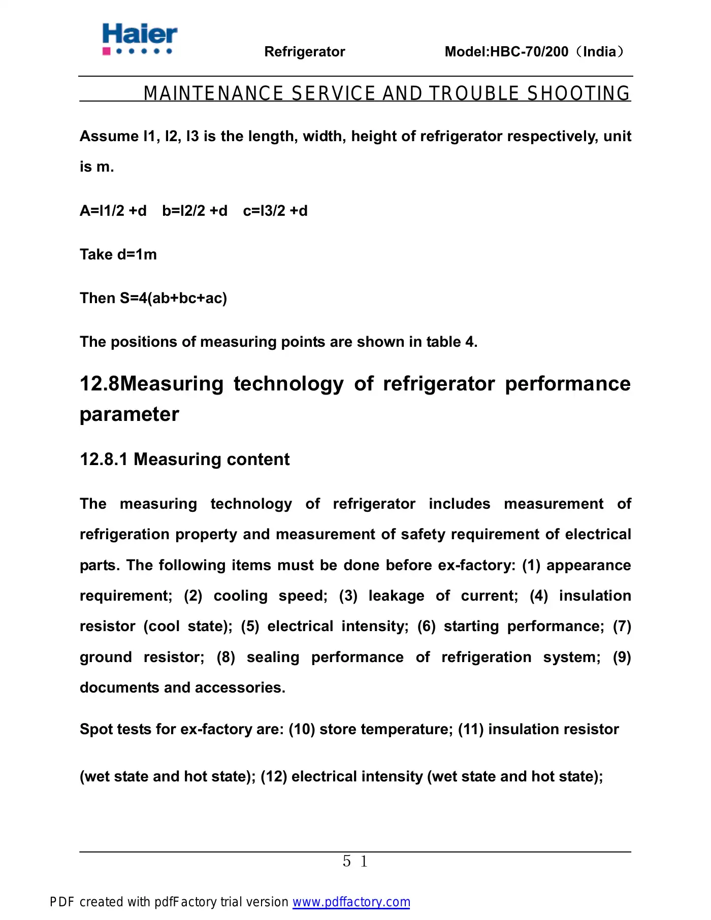 Haier HBC-200 Service Manual Manual pdf 52 page image