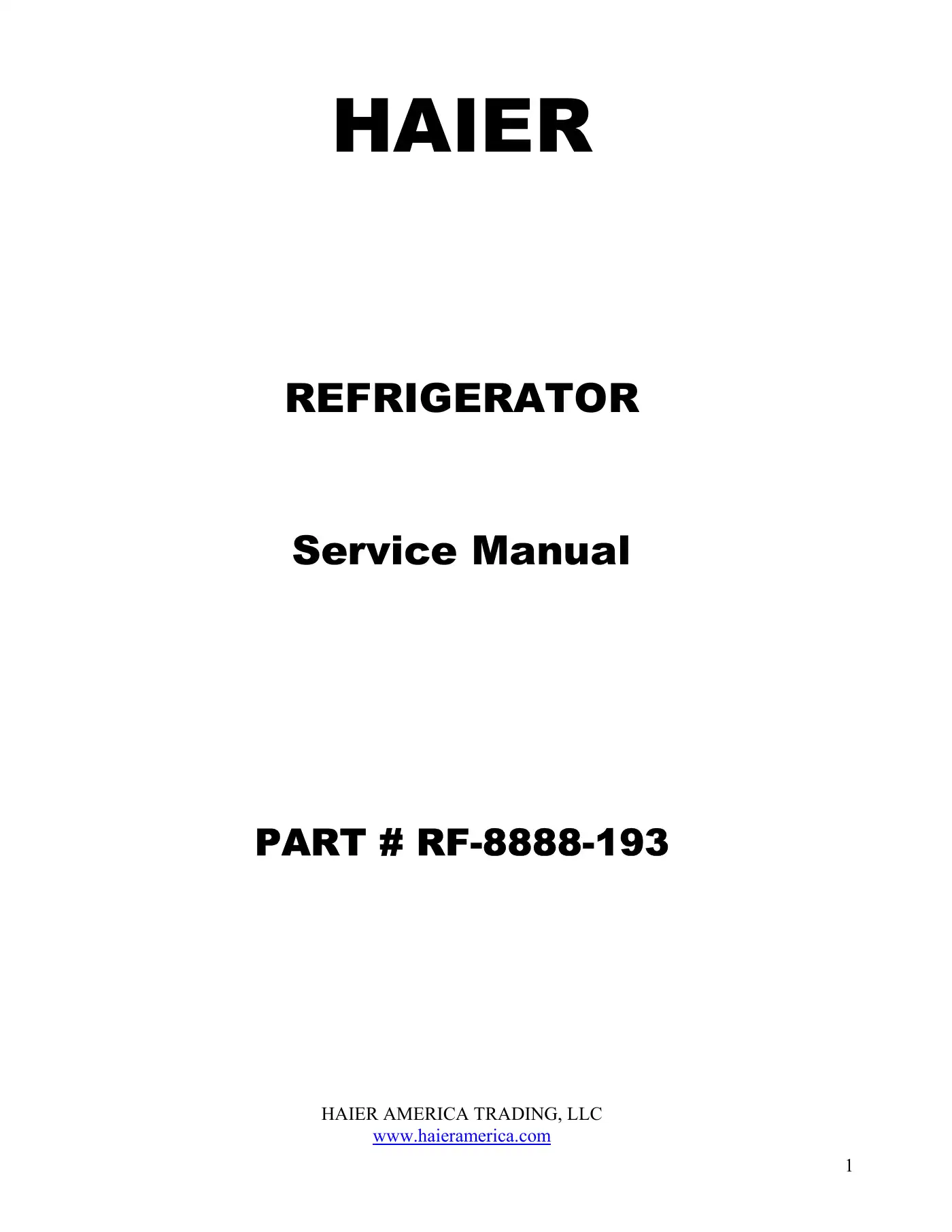 Haier RF-8888-193 Service Manual Manual pdf 1 page image