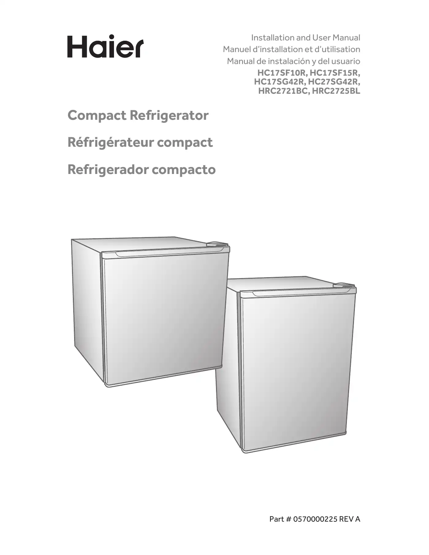 Haier HC17SF15R Installation And User Manual Manual pdf 1 page image