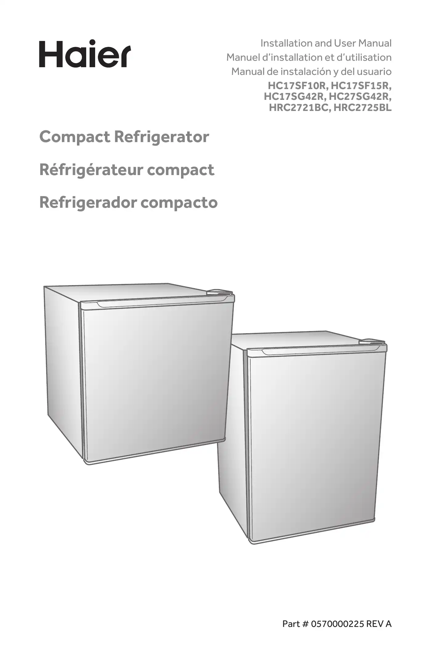 Haier HC17SF10R Installation And User Manual Manual pdf 1 page image