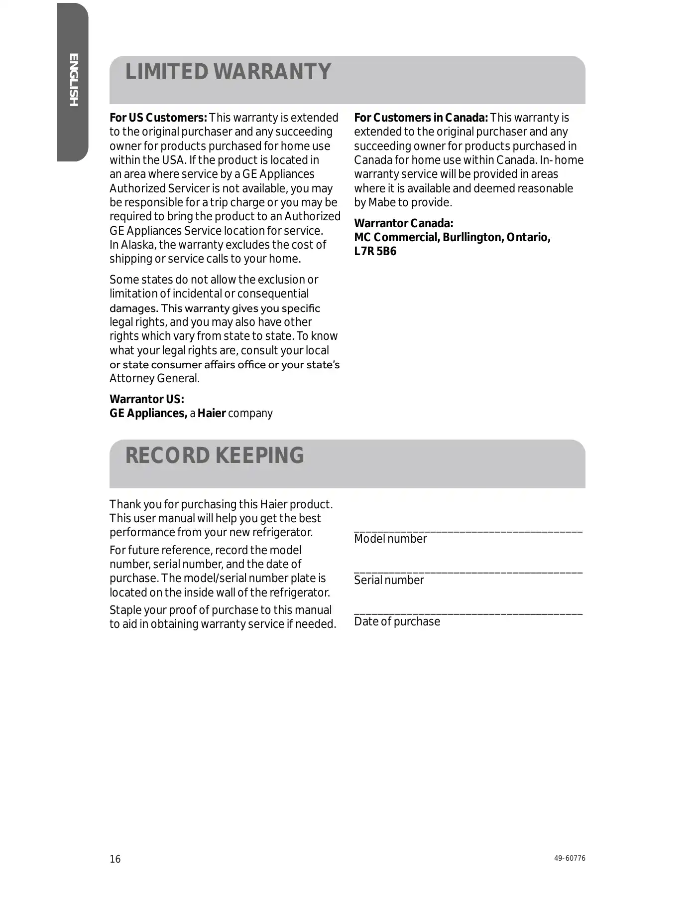 Haier HC17SF15RB User Manual Manual pdf 16 page image