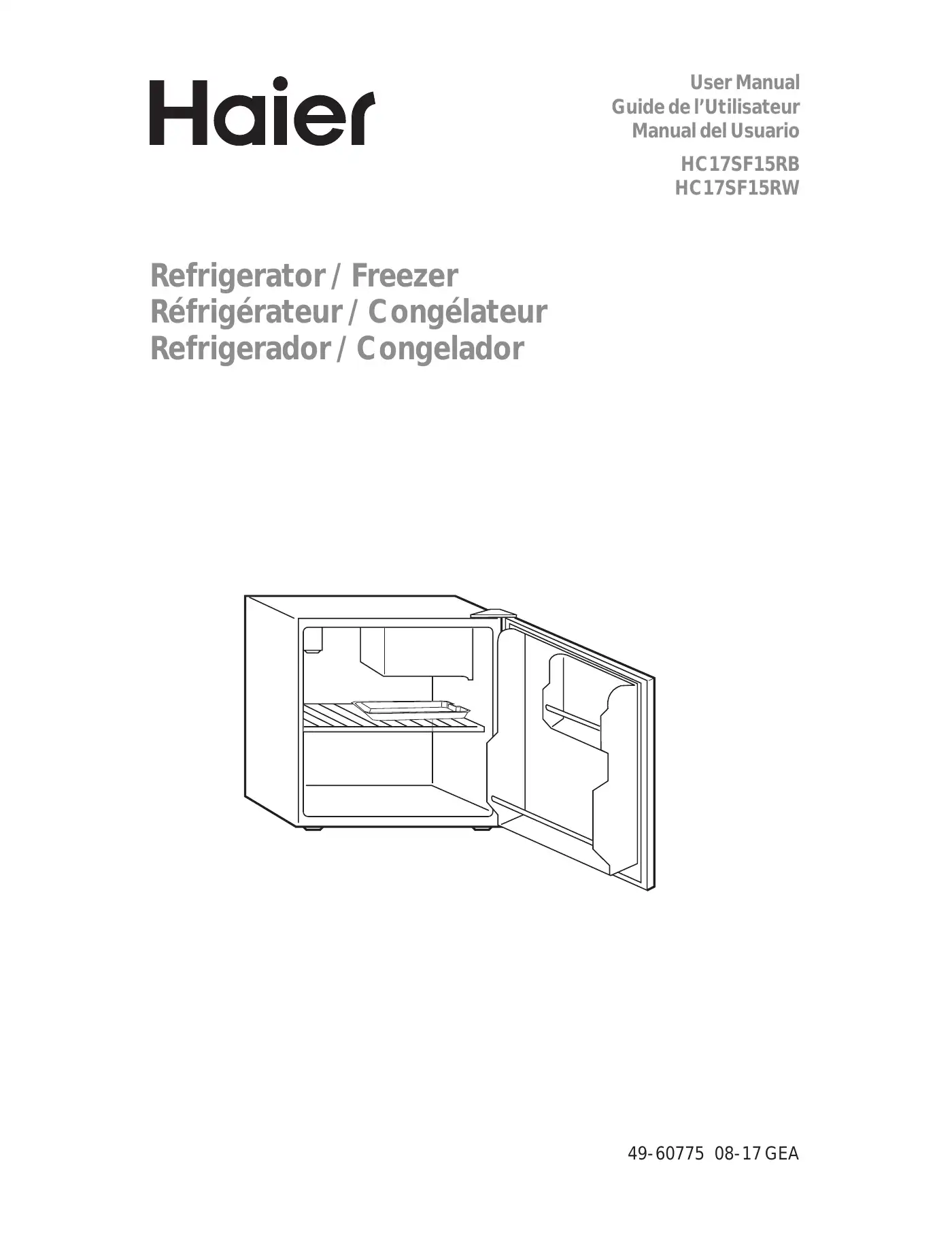 Haier HC17SF15RB User Manual Manual pdf 1 page image