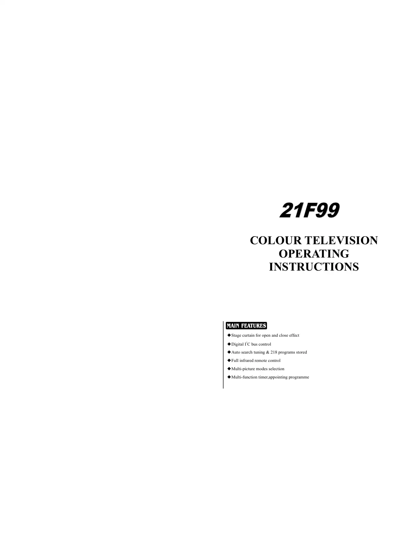 Haier 21F99 User Manual Manual pdf 1 page image