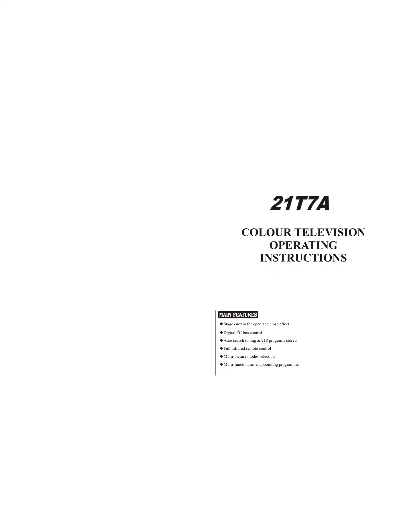 Haier 21T7A Operating Instructions Manual Manual pdf 1 page image