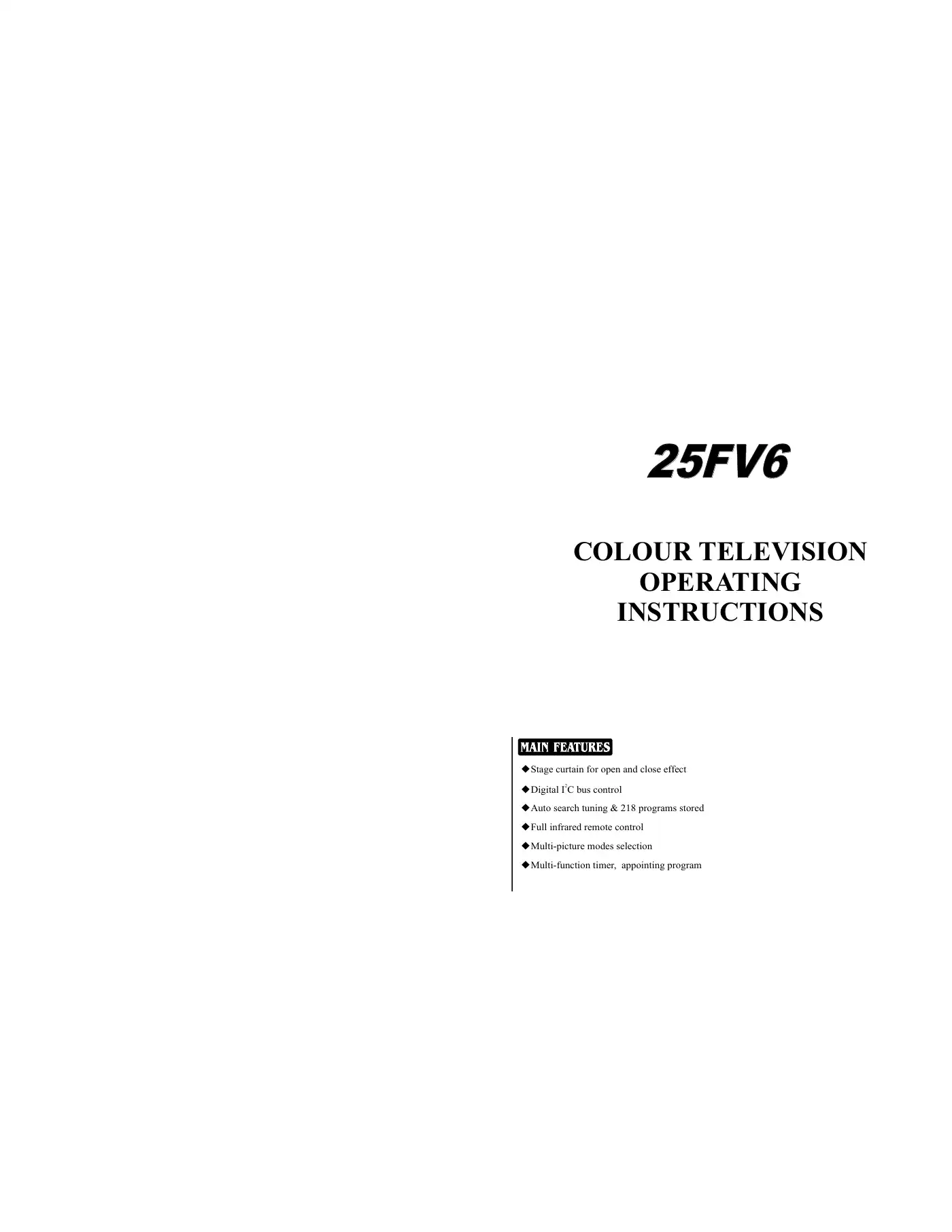 Haier 25FV6 Operating Instructions Manual Manual pdf 1 page image