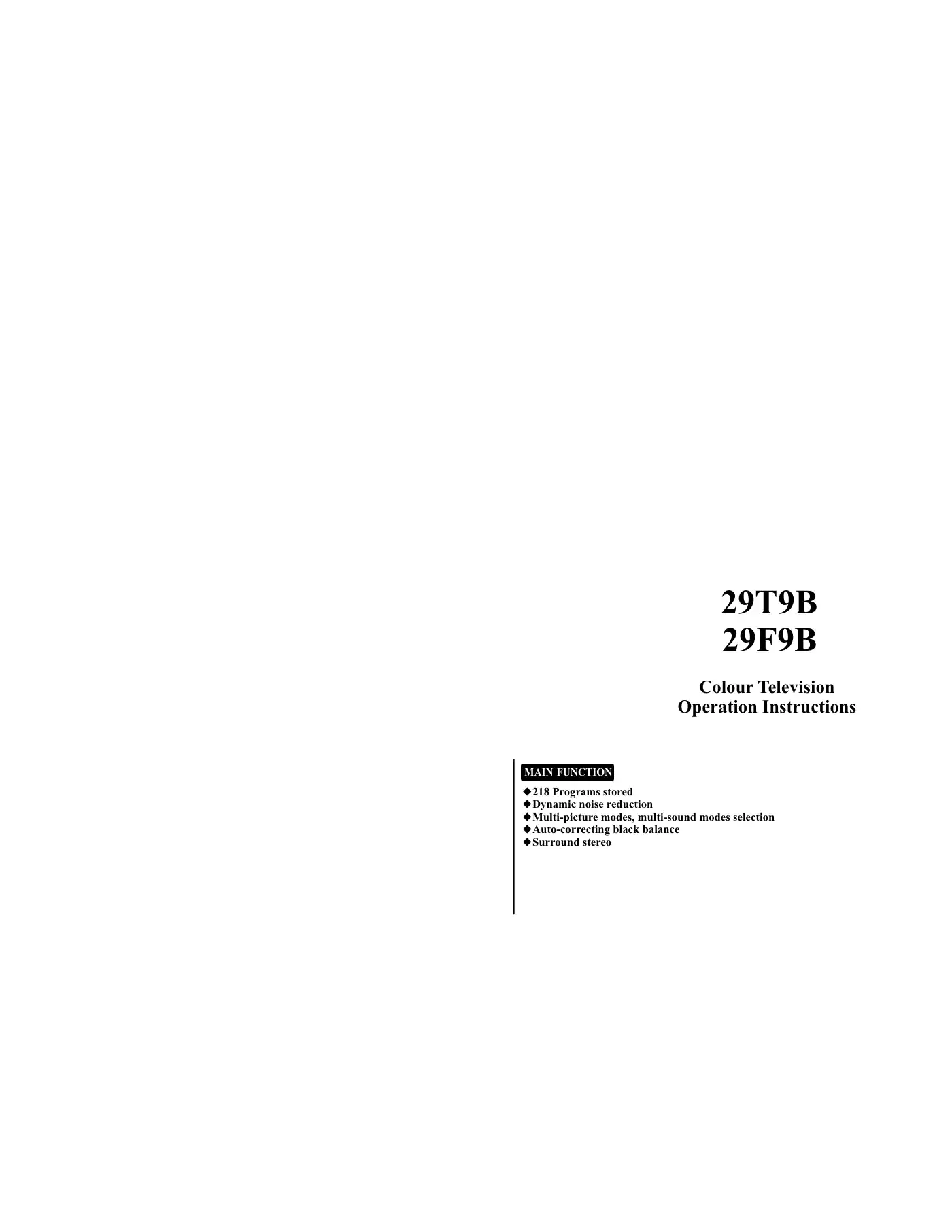 Haier 29T9B Operation Instructions Manual Manual pdf 1 page image