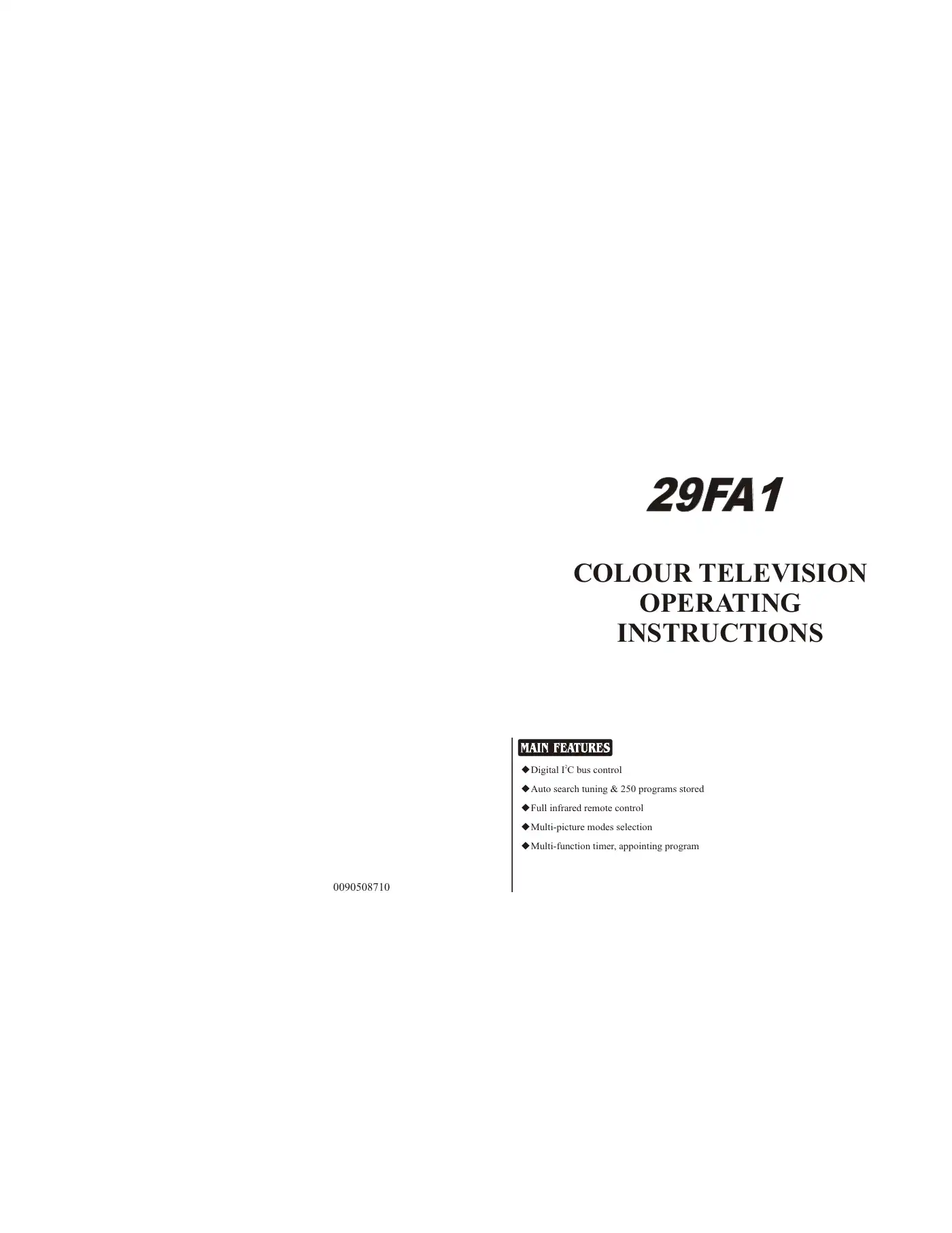 Haier 29FA1 Operating Instructions Manual Manual pdf 1 page image