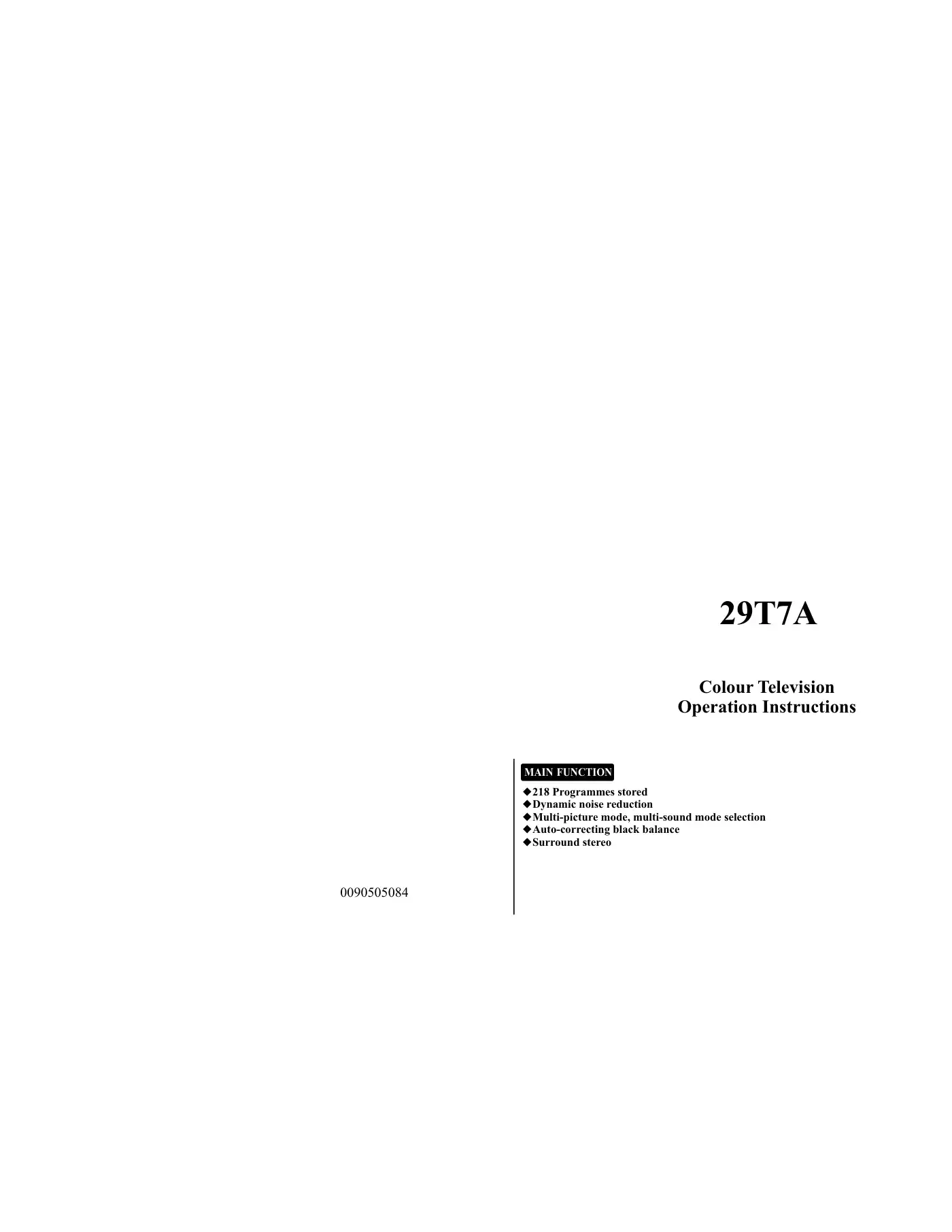 Haier 29T7A Operation Instructions Manual Manual pdf 1 page image