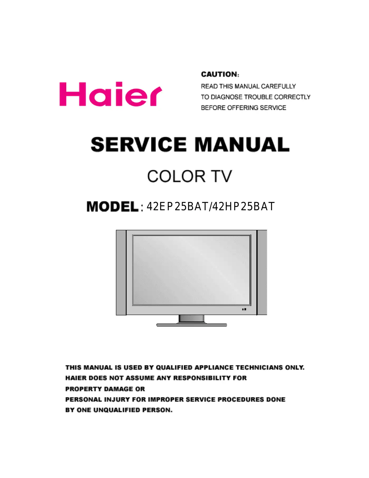 Haier 42EP25BAT Service Manual pdf 1 page image