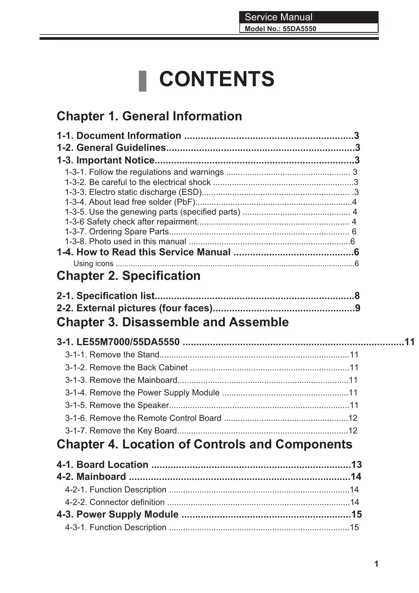 Haier 55DA5550 Service Manual Manual pdf 2 page image