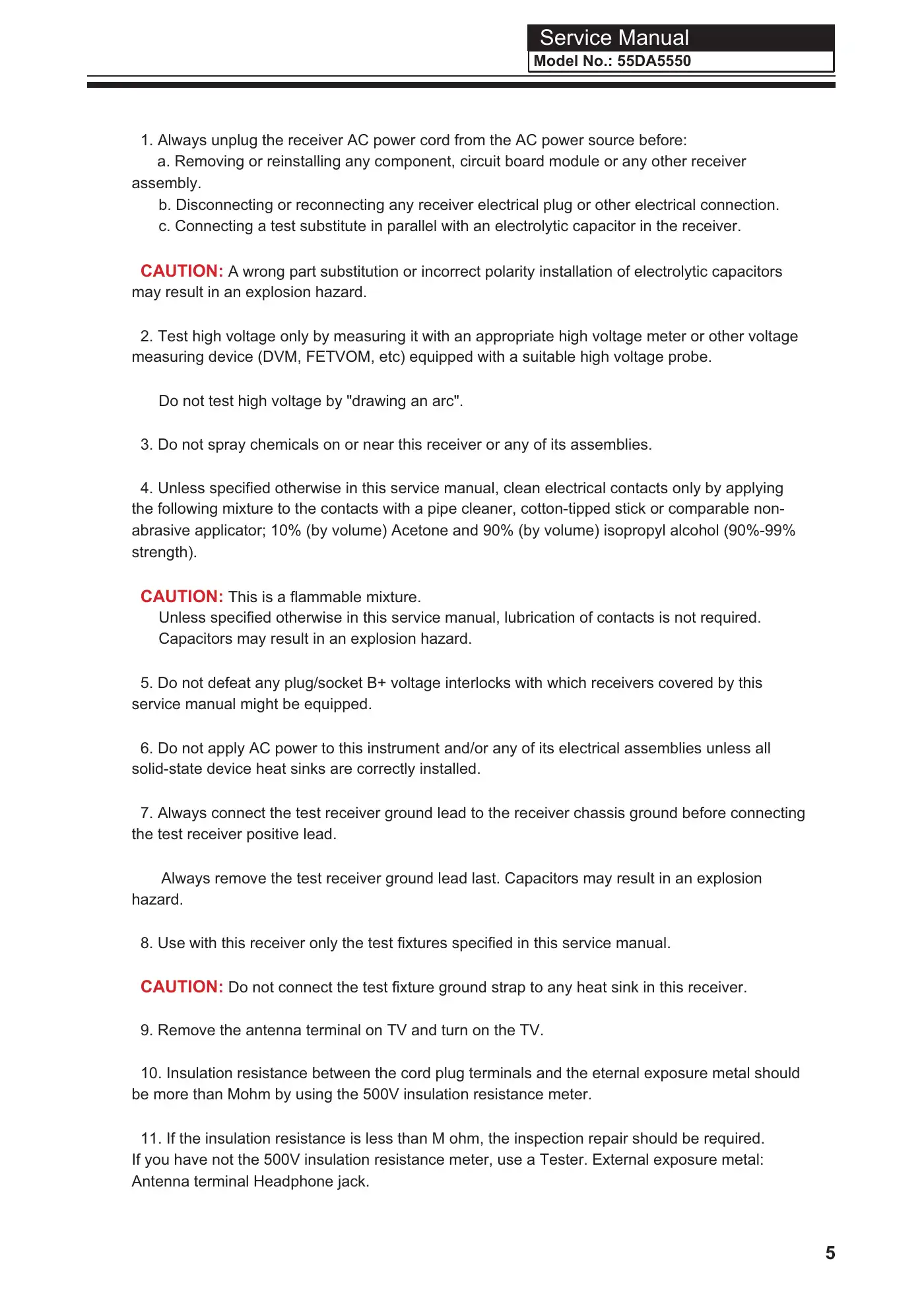Haier 55DA5550 Service Manual Manual pdf 6 page image
