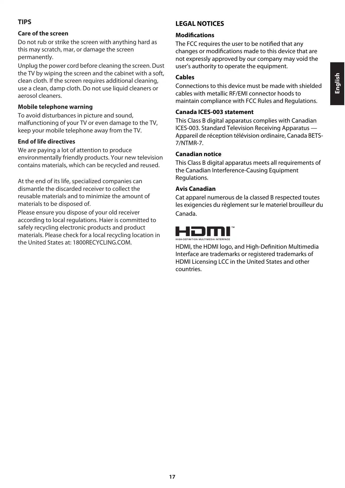 Haier 65UF2505 User Manual Manual pdf 19 page image