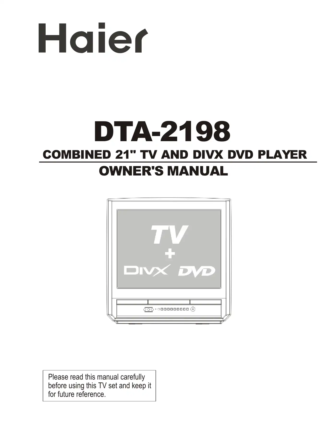 Haier DTA-2198PF Owner's Manual Manual pdf 1 page image