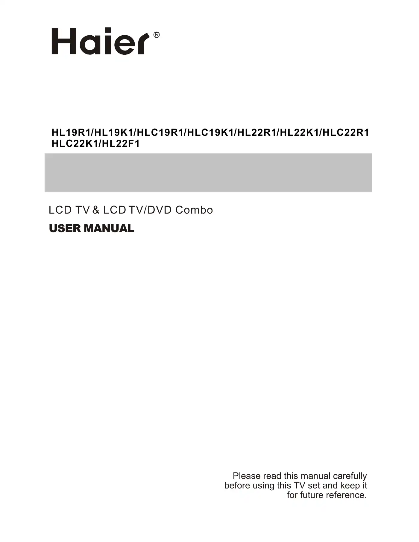 Haier Designer HL22F1 User Manual Manual pdf 1 page image