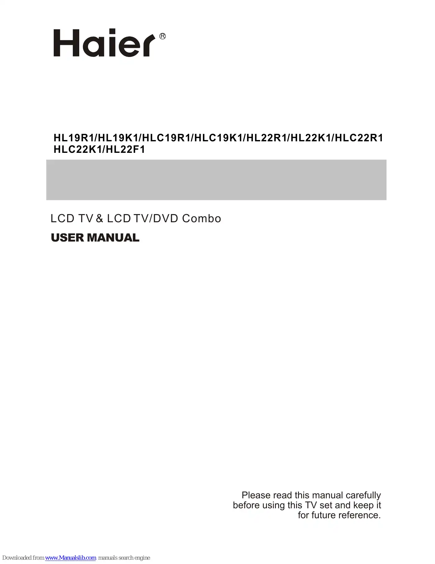 Haier HL19R1 User Manual Manual pdf 1 page image