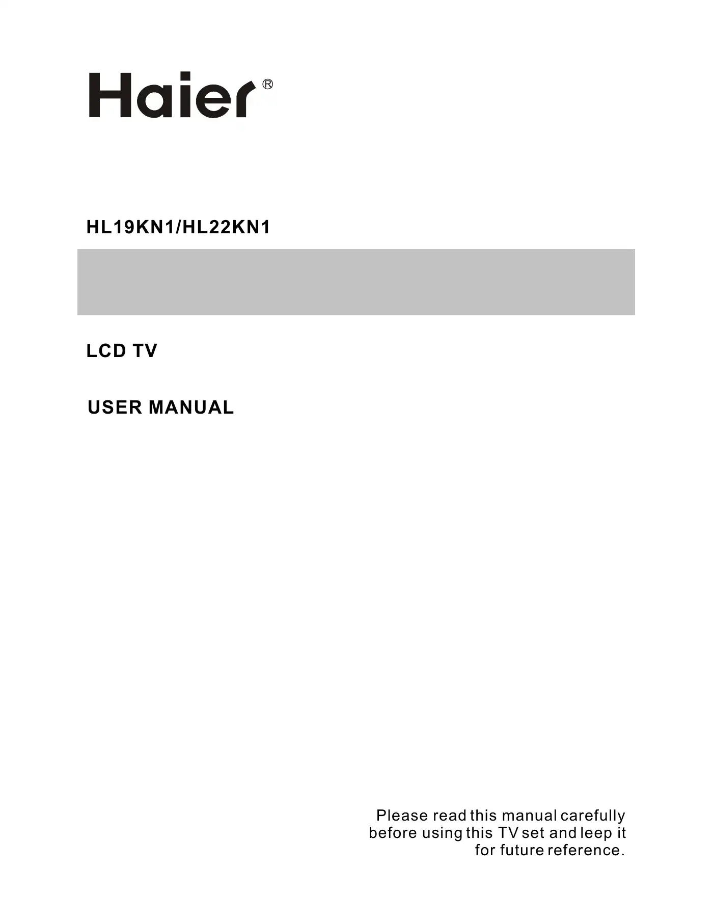 Haier HL19KN1 User Manual Manual pdf 1 page image