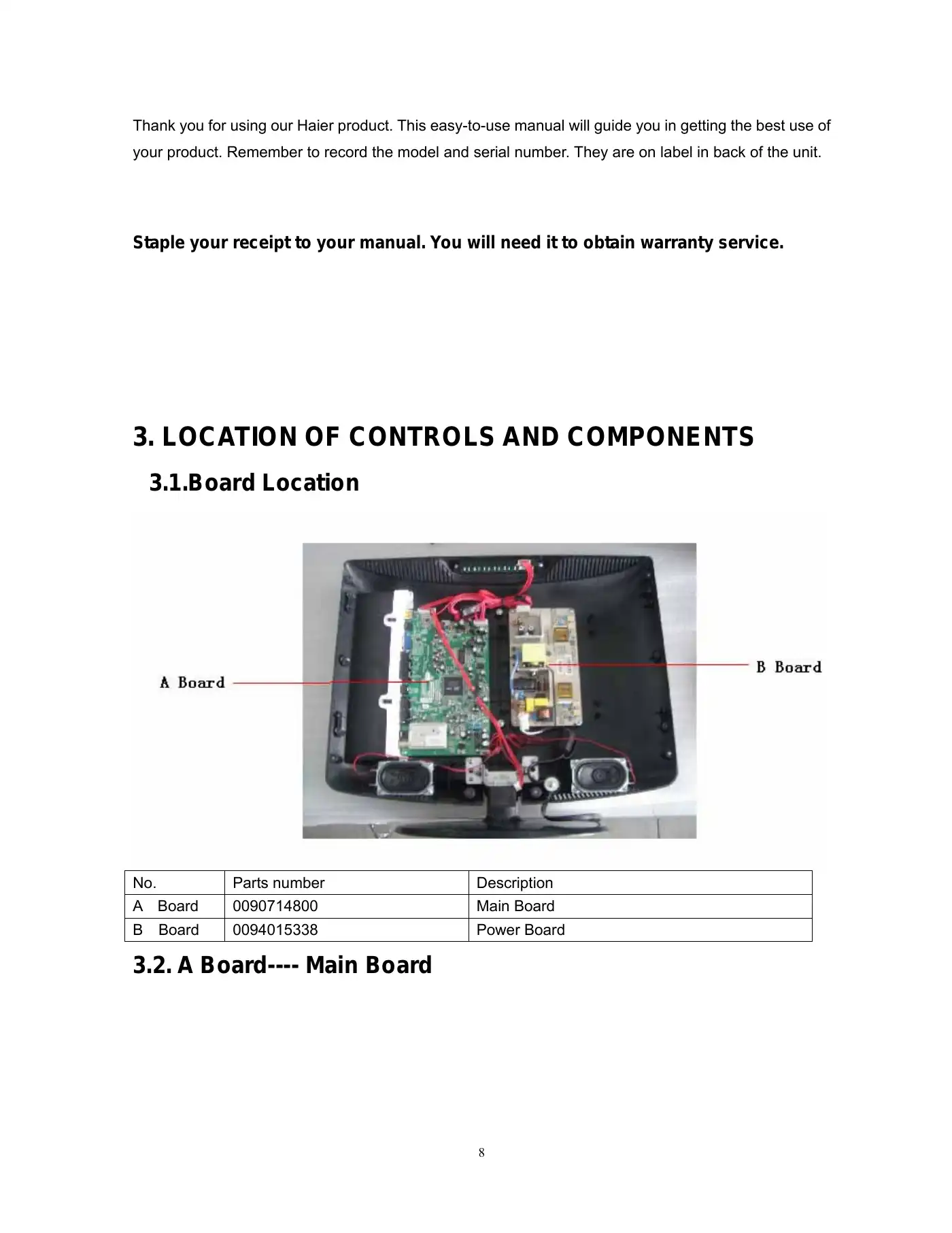 Haier HL19R Service Manual Manual pdf 8 page image