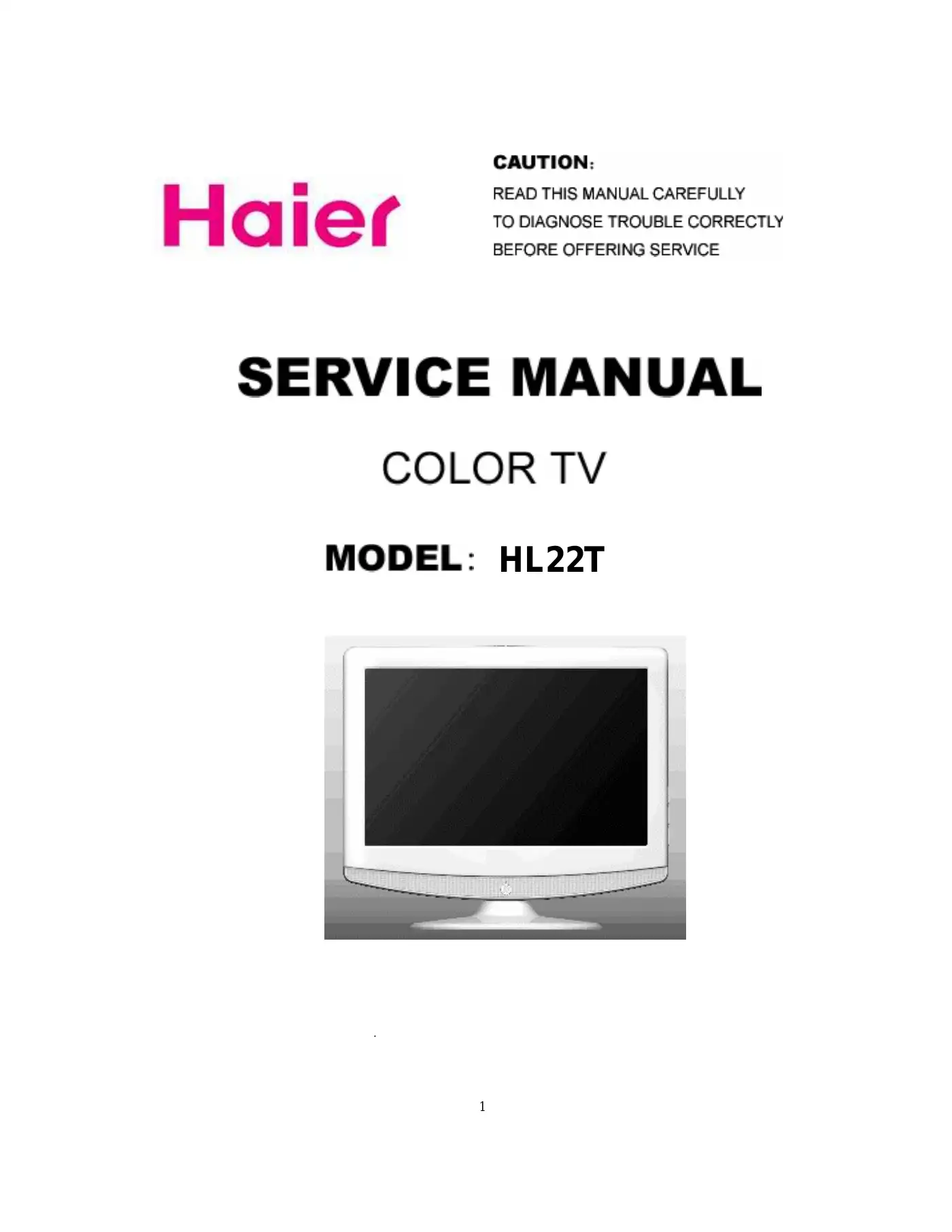 Haier HL22T Service Manual Manual pdf 1 page image