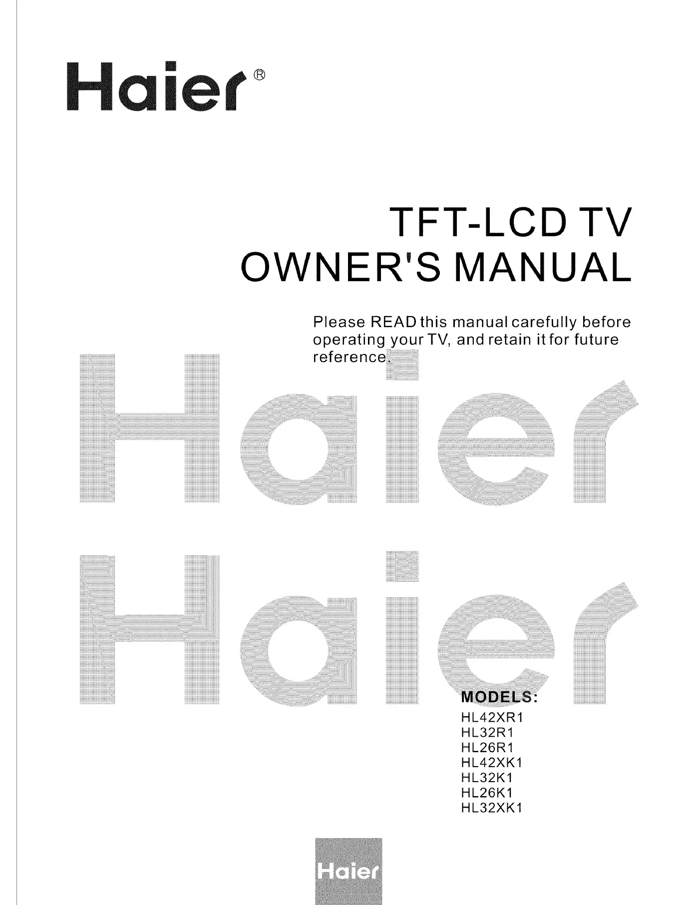 Haier HL26K1 Owner's Manual Manual pdf 1 page image