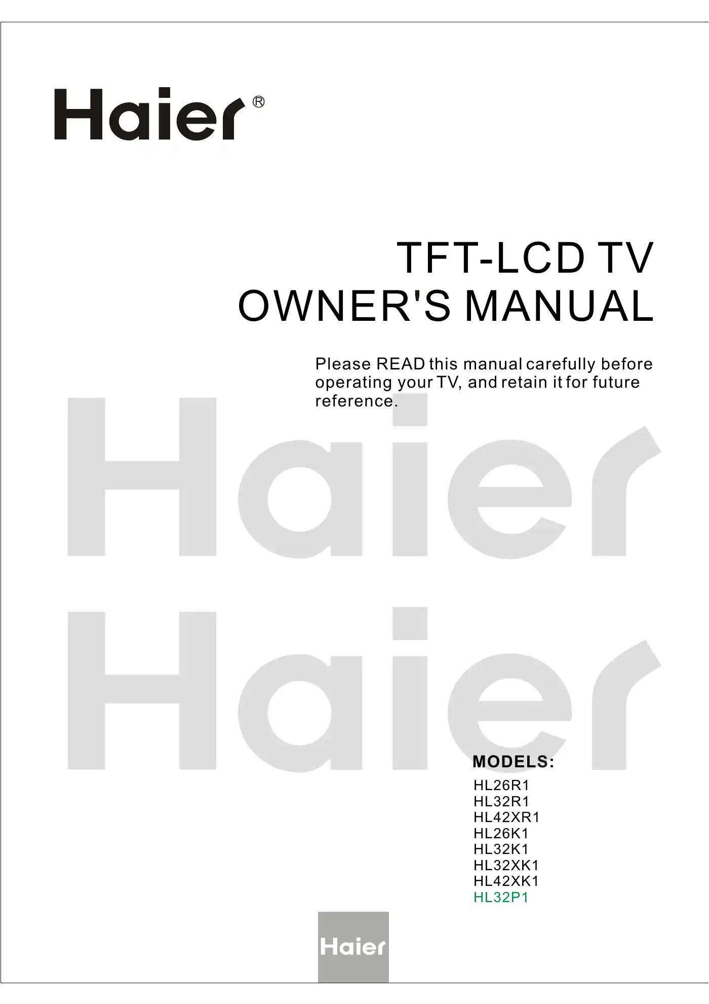 Haier HL32K1b Owner's Manual Manual pdf 1 page image