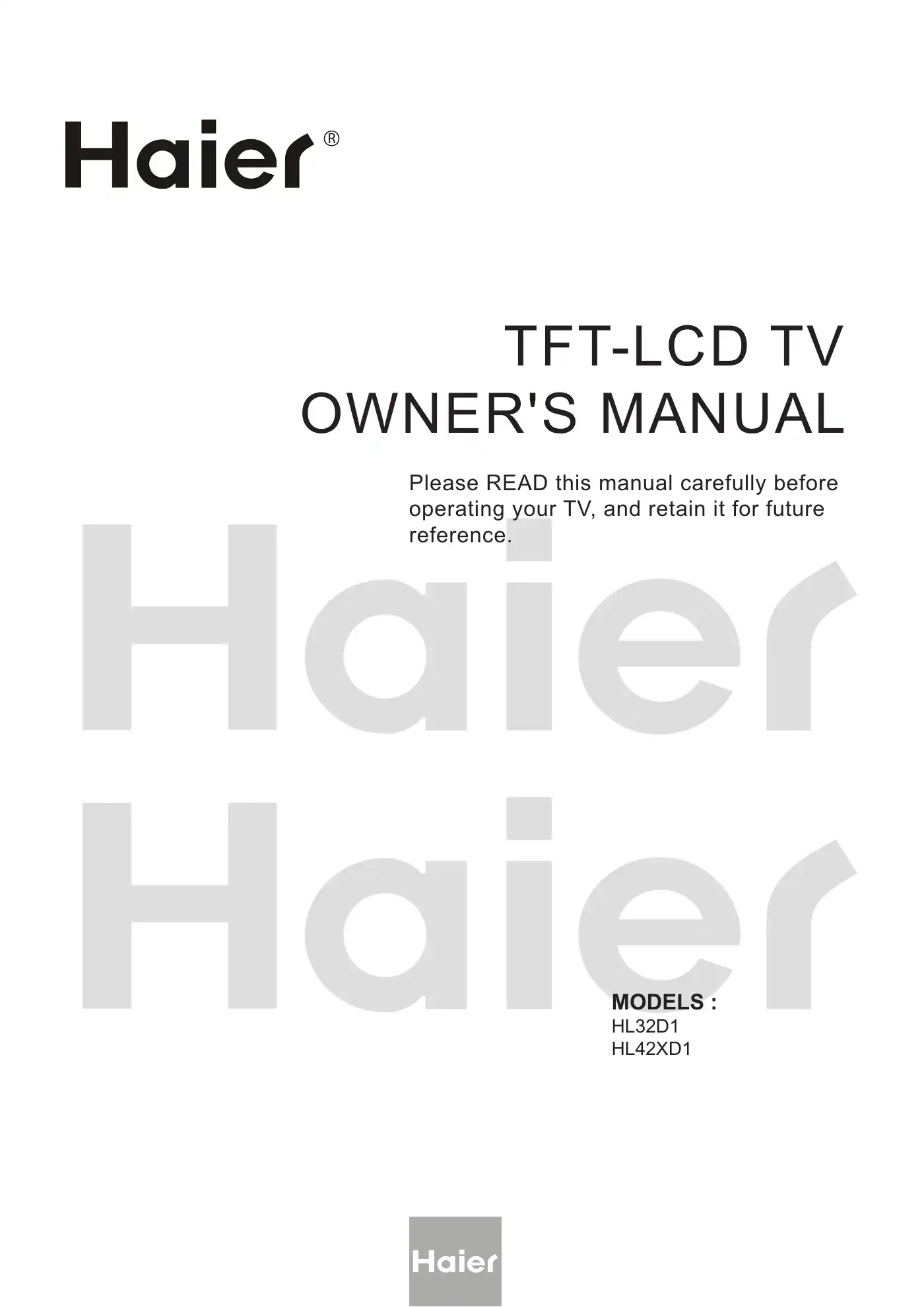 Haier HL32D1a Owner's Manual Manual pdf 1 page image