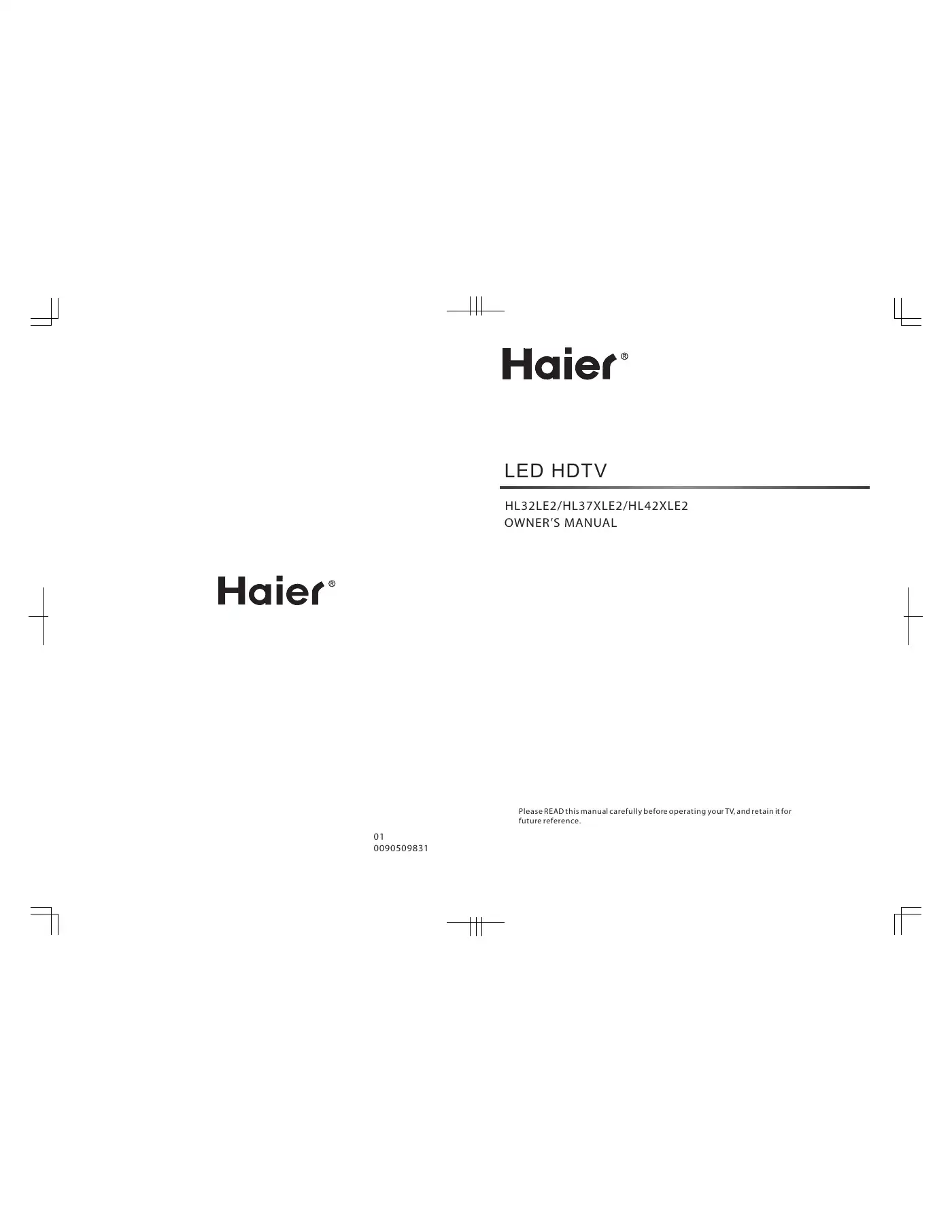 Haier HL32LE2 Owner's Manual Manual pdf 1 page image