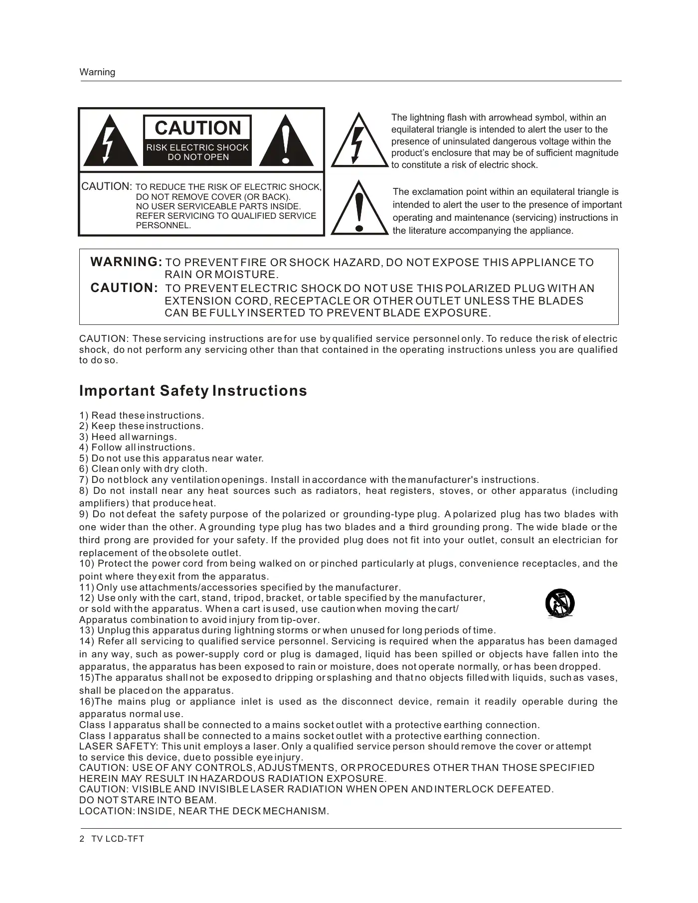 Haier HLC26R1 Owner's Manual Manual pdf 2 page image