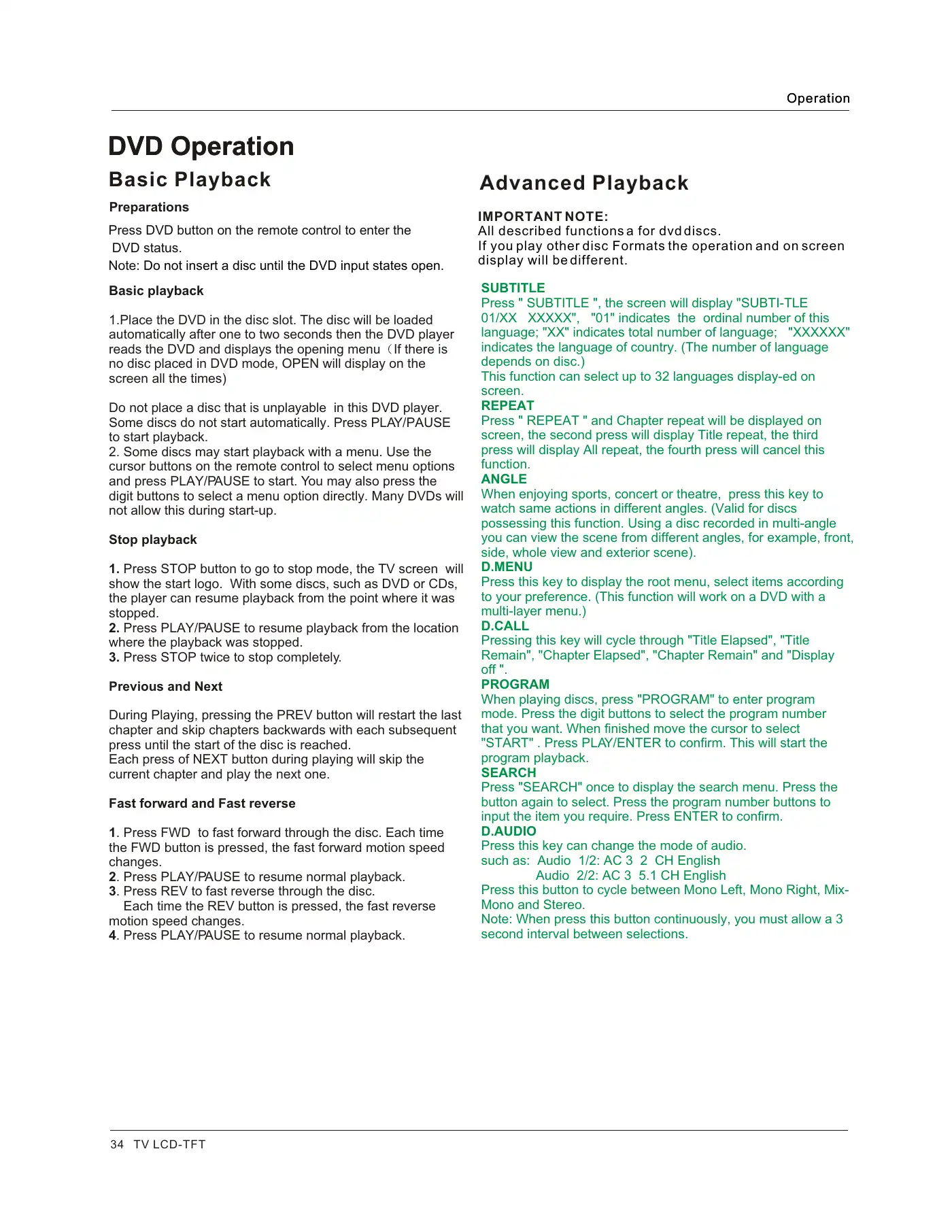 Haier HLC26R1 Owner's Manual Manual pdf 34 page image