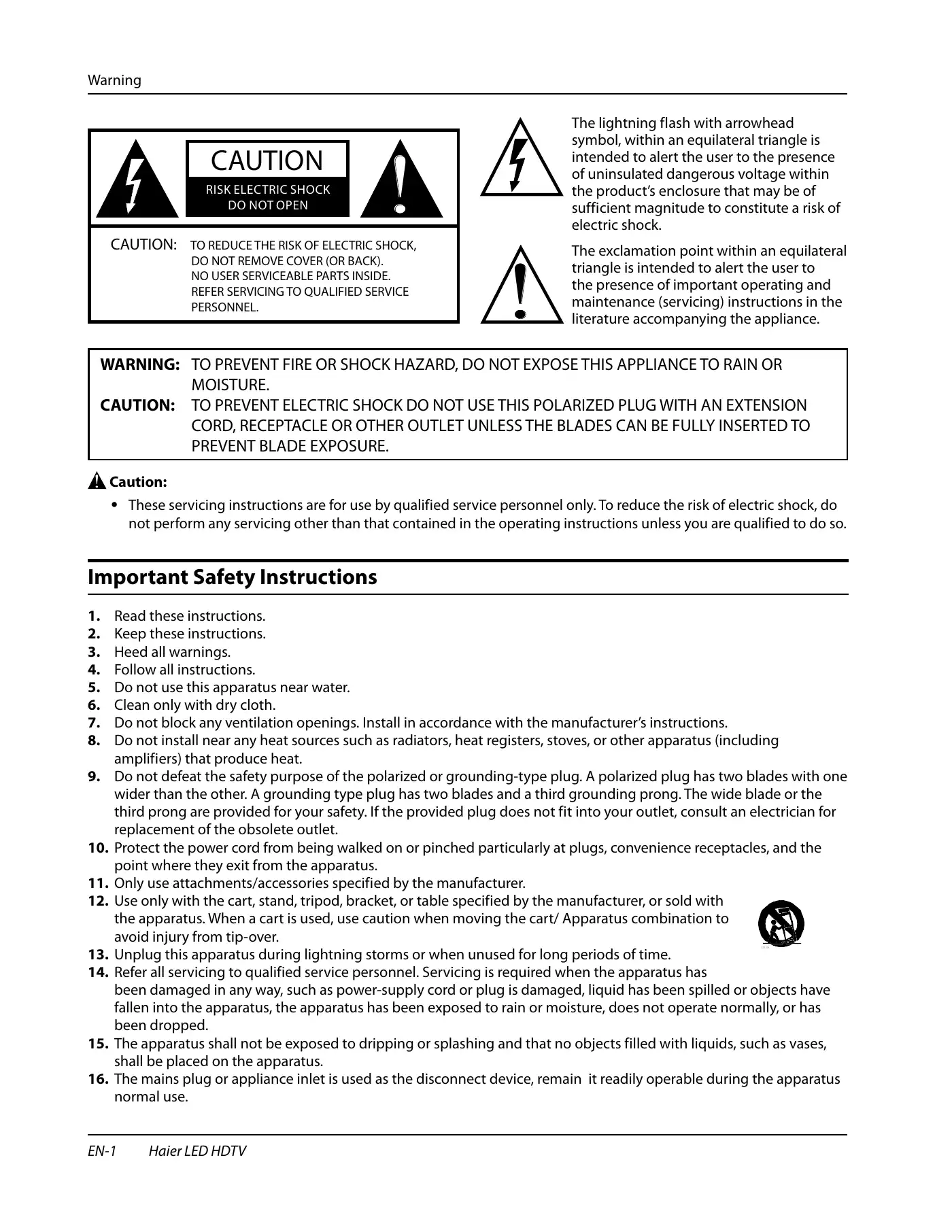 Haier HL32XSL2 Owner's Manual Manual pdf 2 page image