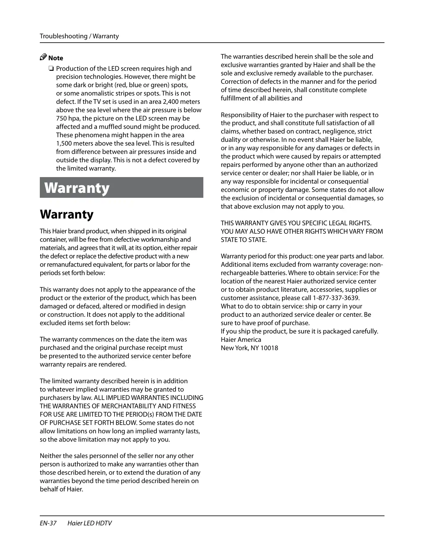 Haier HL32XSL2 Owner's Manual Manual pdf 38 page image