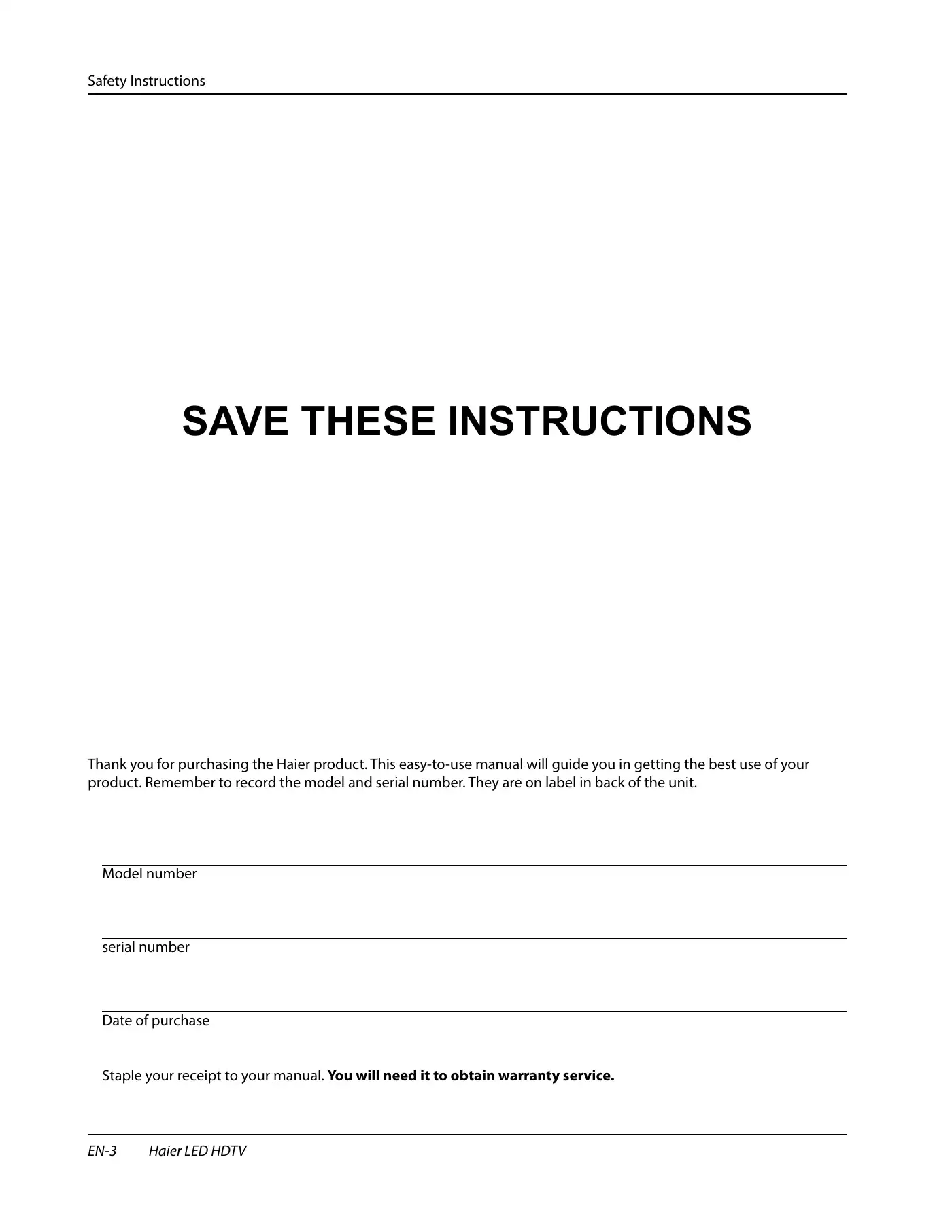 Haier HL32XSL2 Owner's Manual Manual pdf 4 page image