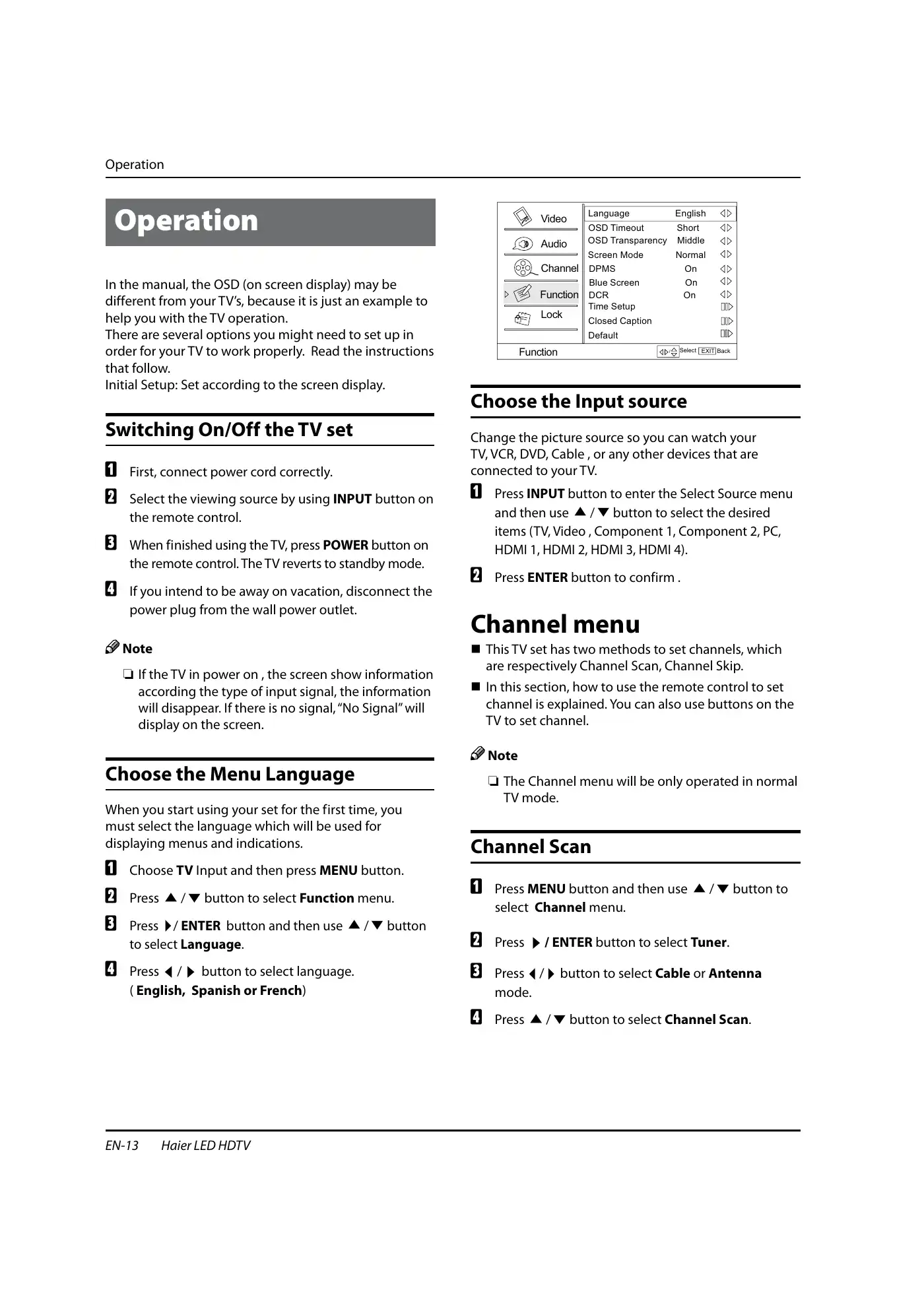 Haier HL32XSL2a Owner's Manual Manual pdf 14 page image