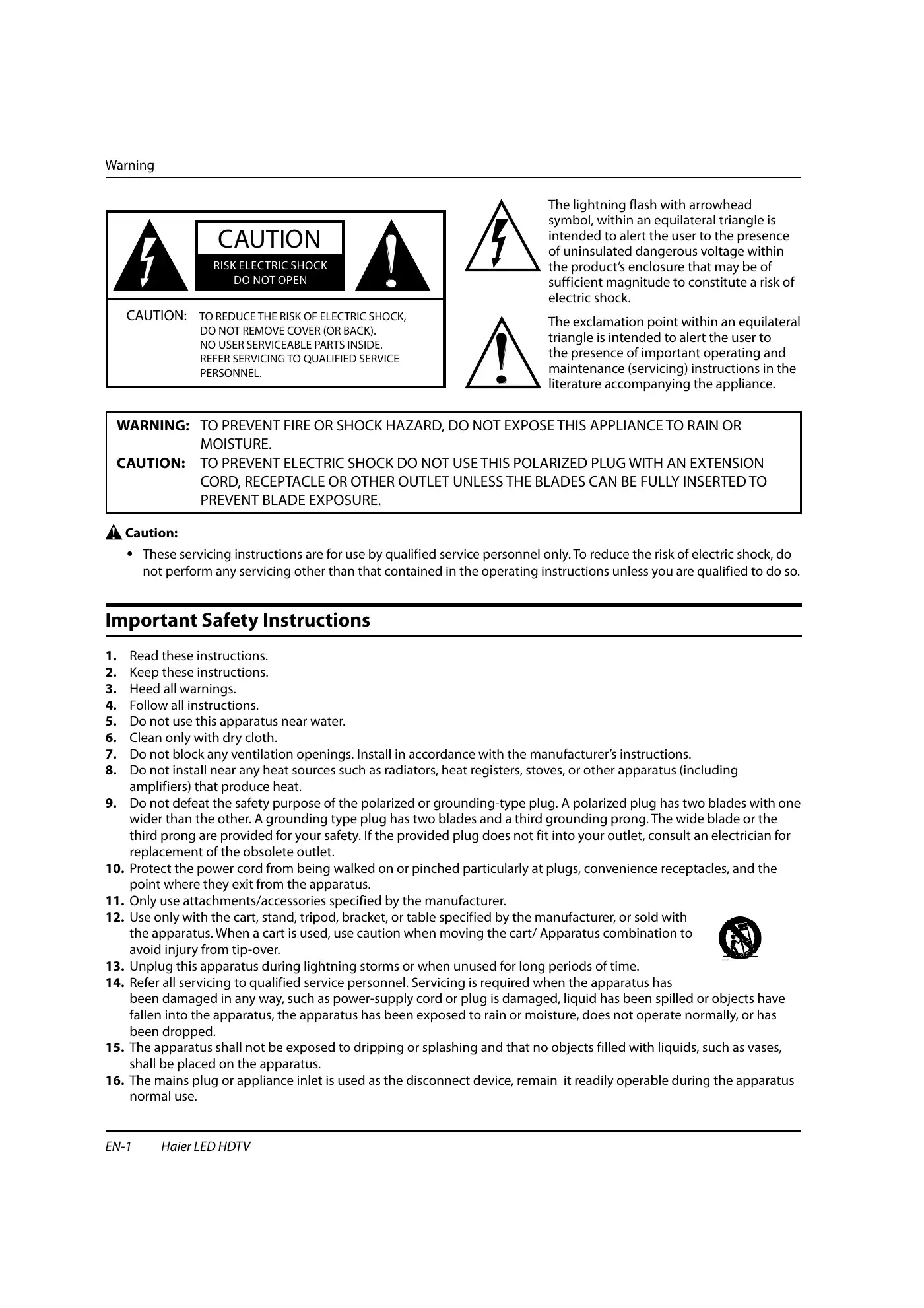 Haier HL32XSL2a Owner's Manual Manual pdf 2 page image