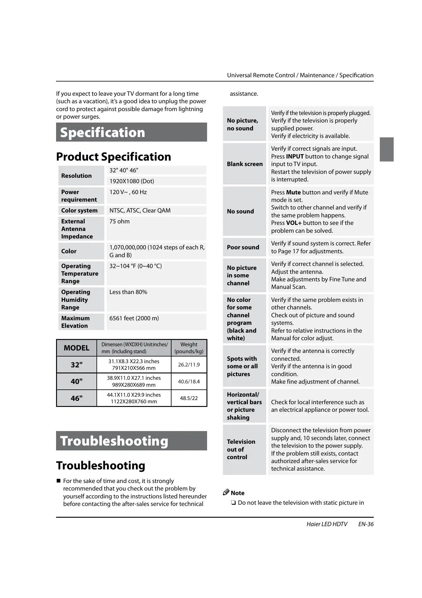 Haier HL32XSL2a Owner's Manual Manual pdf 37 page image