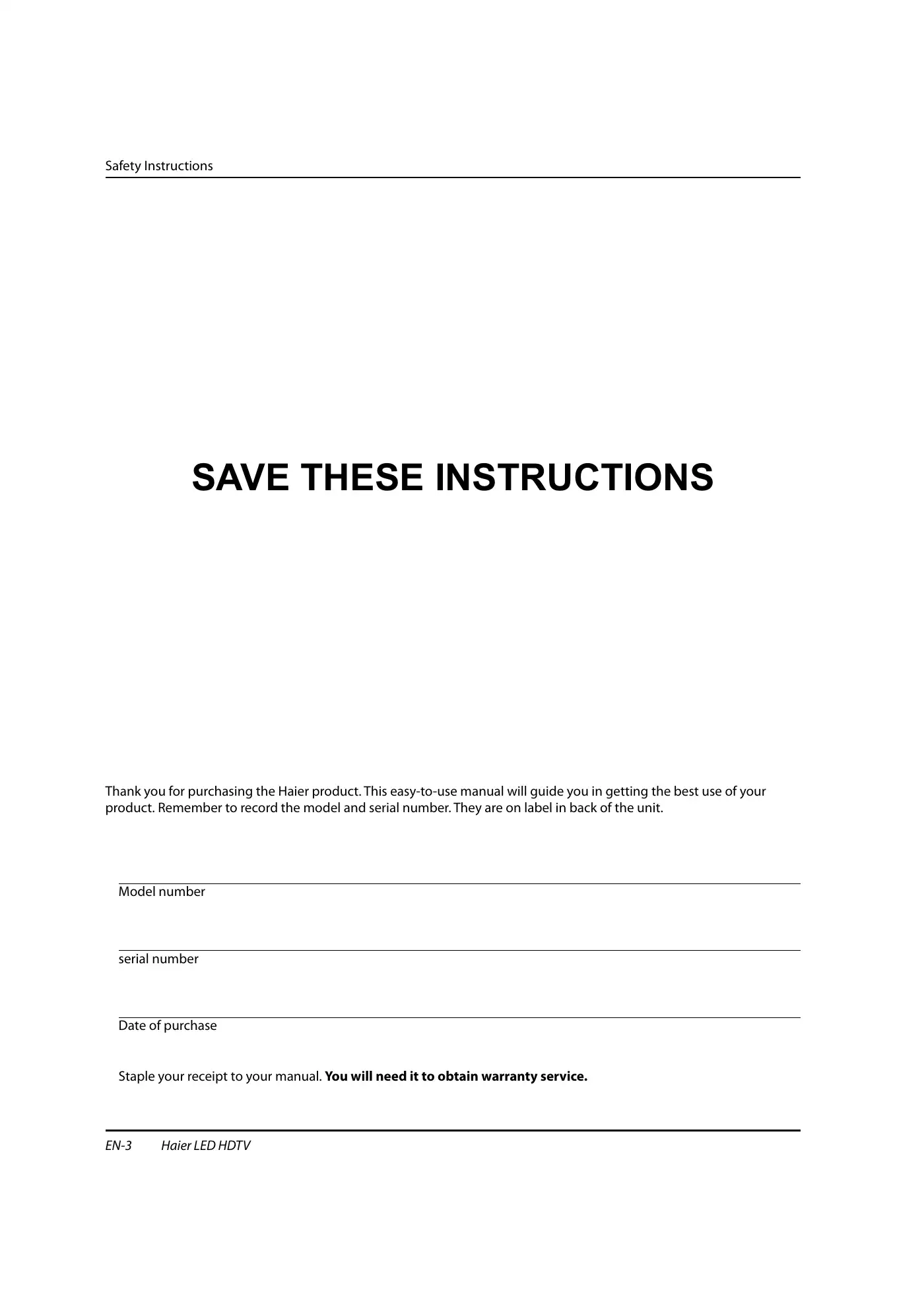 Haier HL32XSL2a Owner's Manual Manual pdf 4 page image