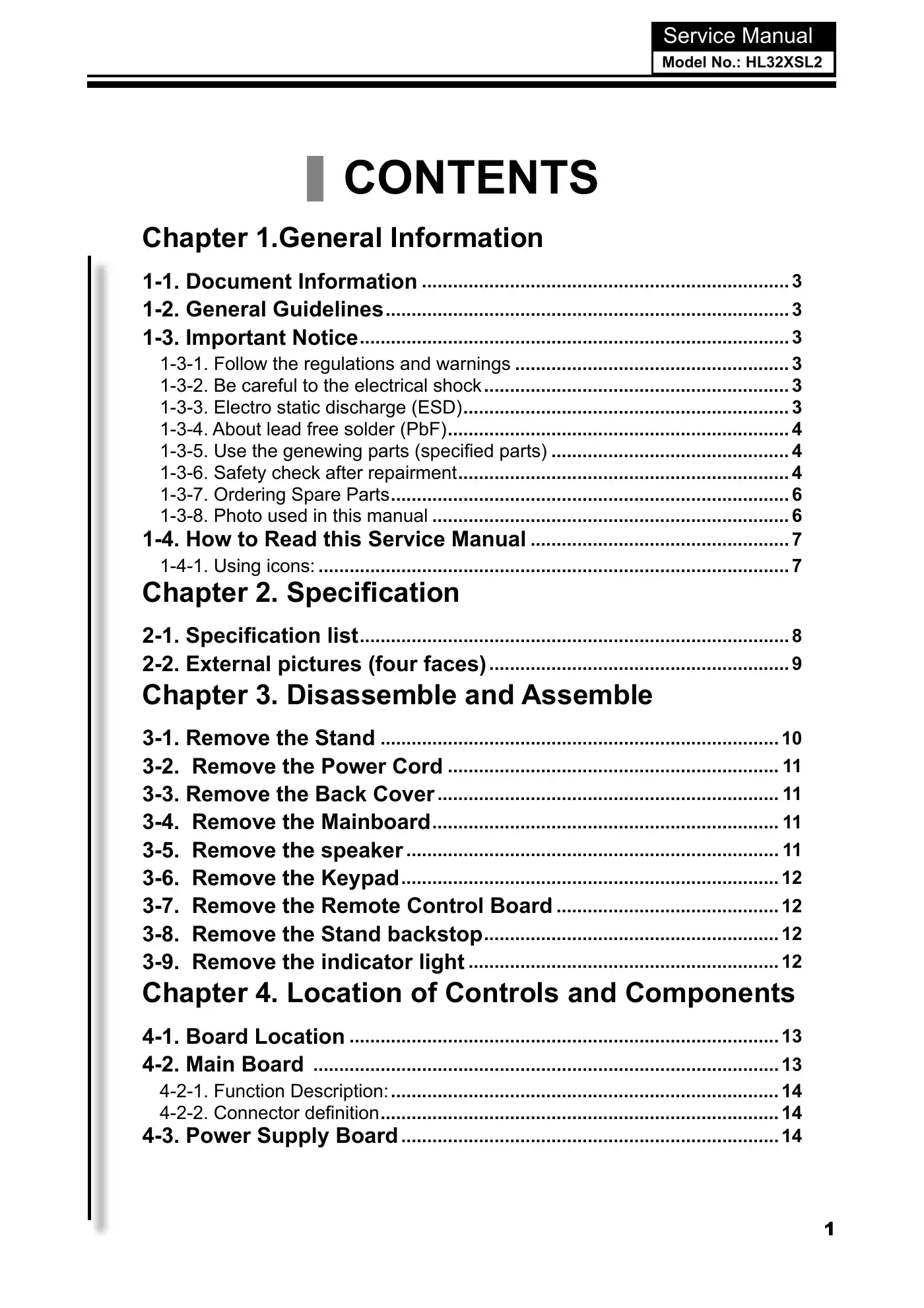 Haier HL32XSL2 Service Manual Manual pdf 2 page image
