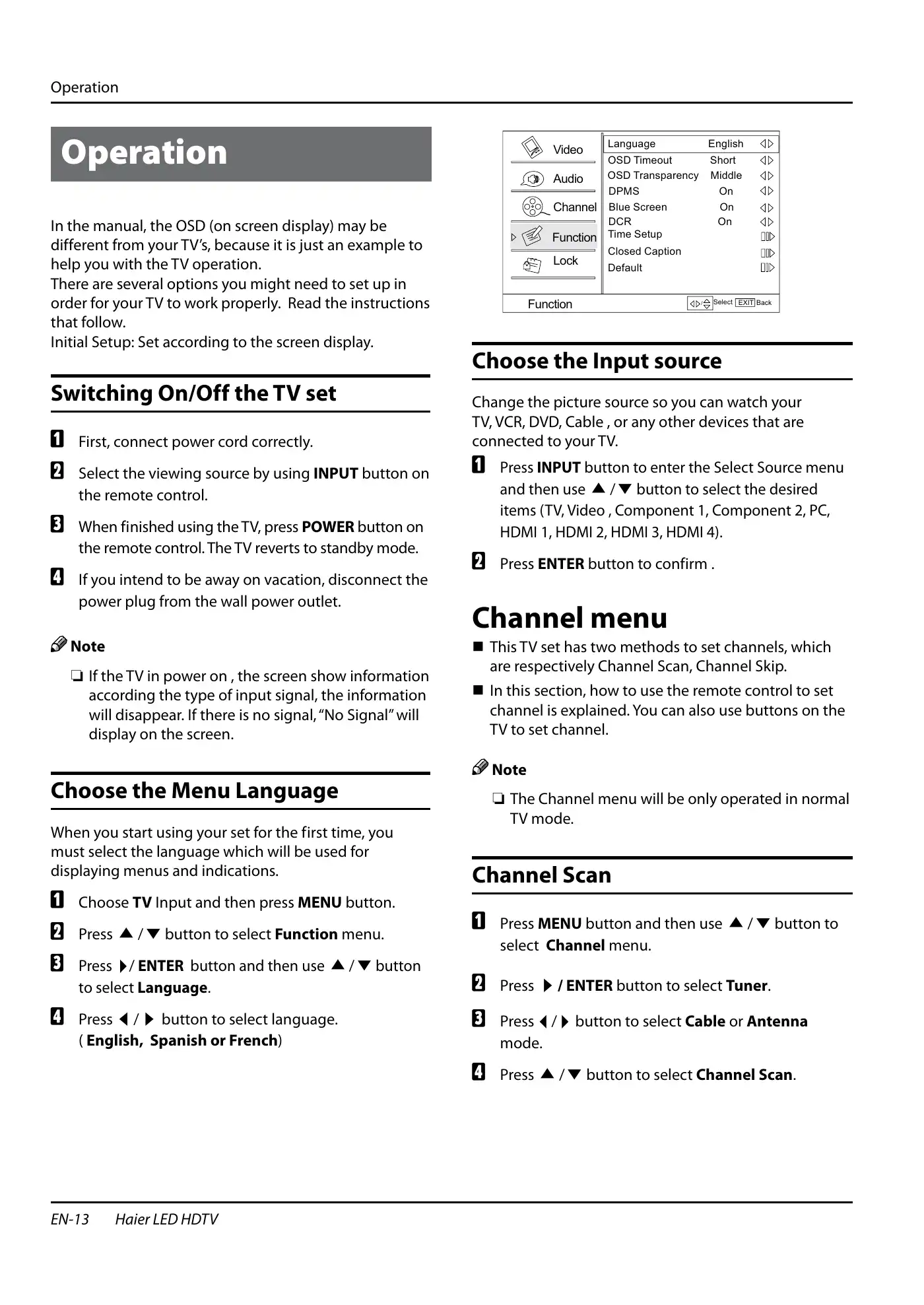 Haier HL40XSL2a Owner's Manual Manual pdf 14 page image