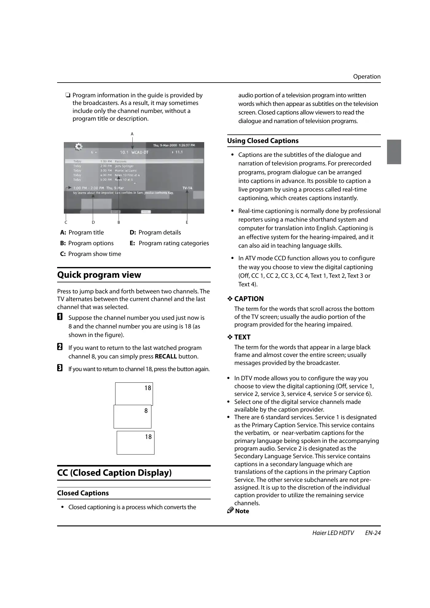 Haier HL40XSL2b Owner's Manual Manual pdf 25 page image