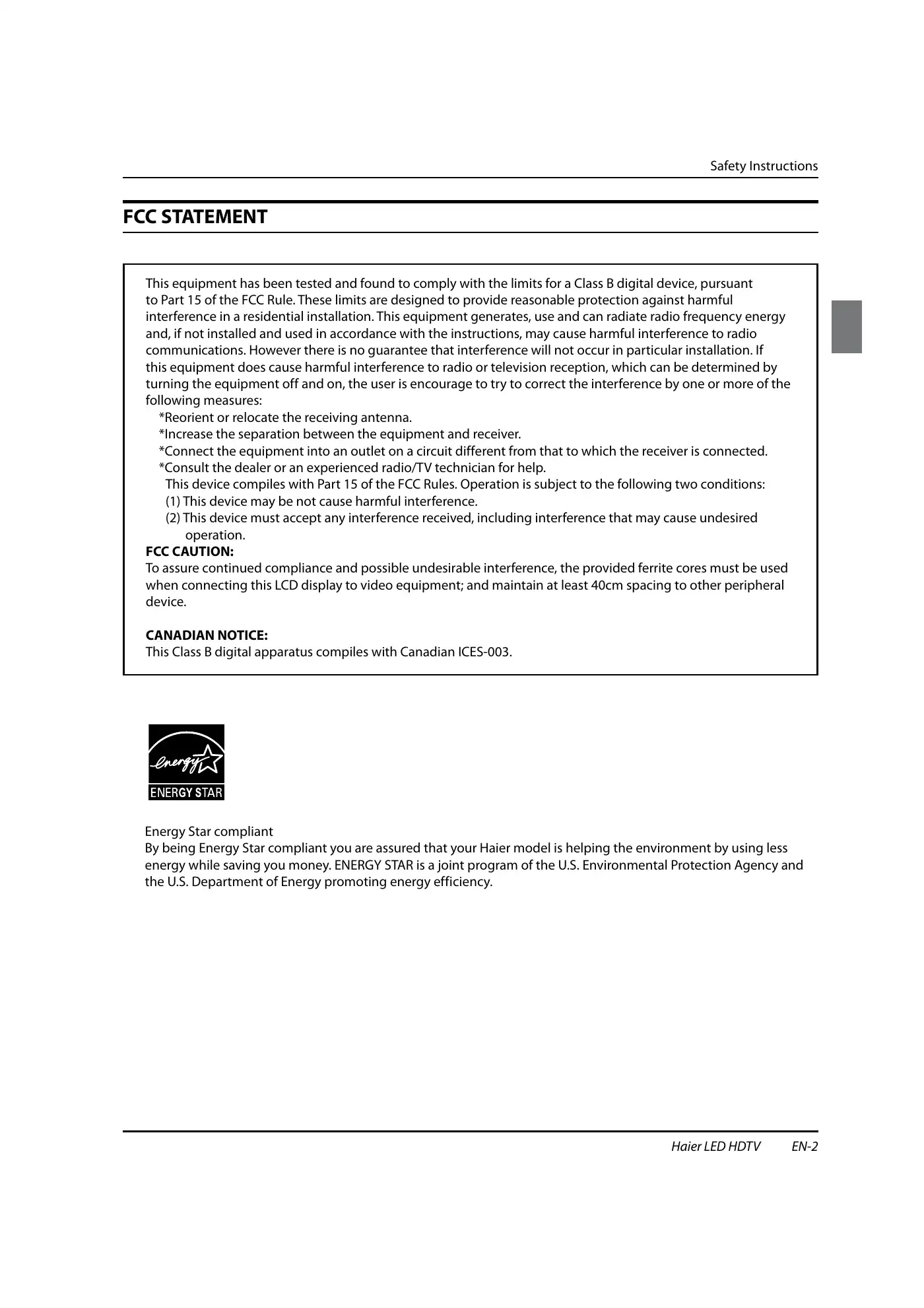 Haier HL40XSL2b Owner's Manual Manual pdf 3 page image