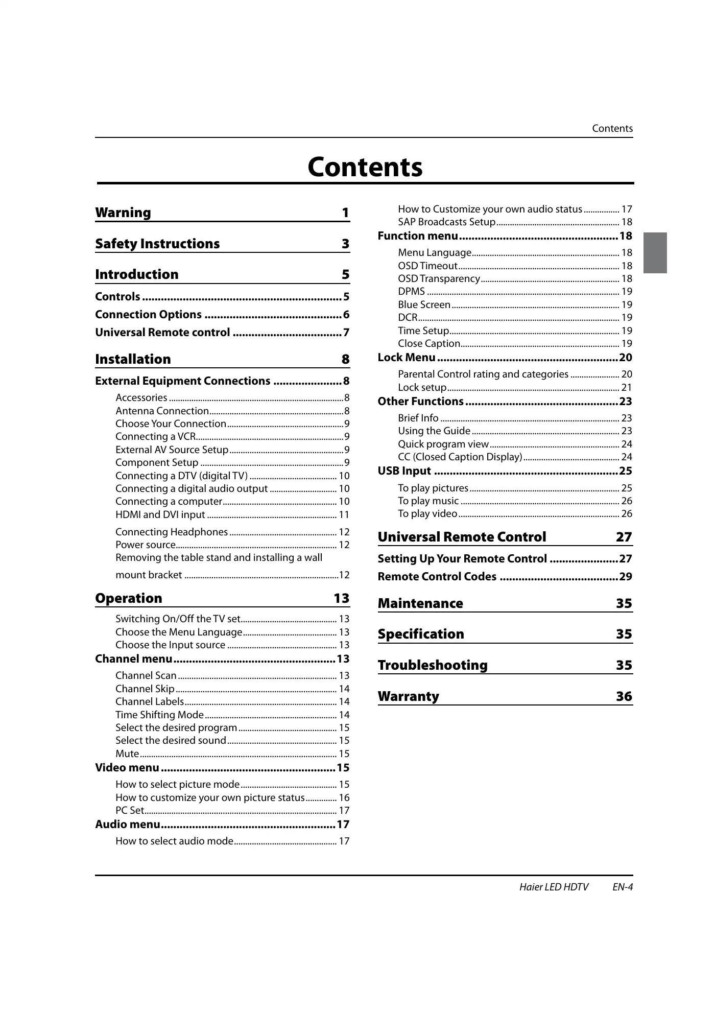 Haier HL40XSL2b Owner's Manual Manual pdf 5 page image