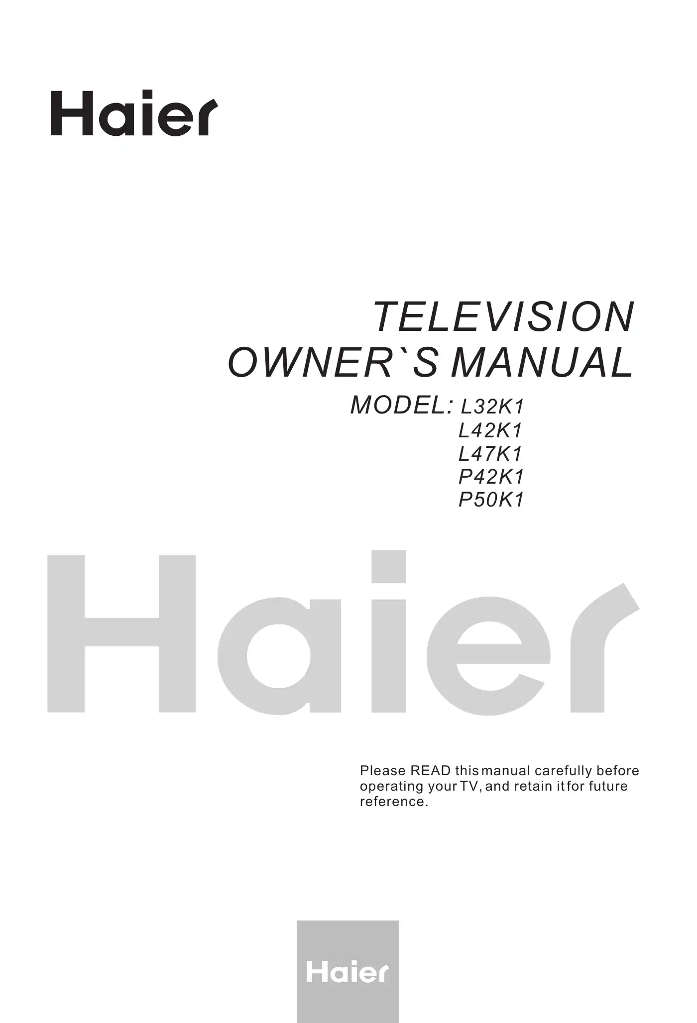 Haier HL42K Owner's Manual Manual pdf 1 page image